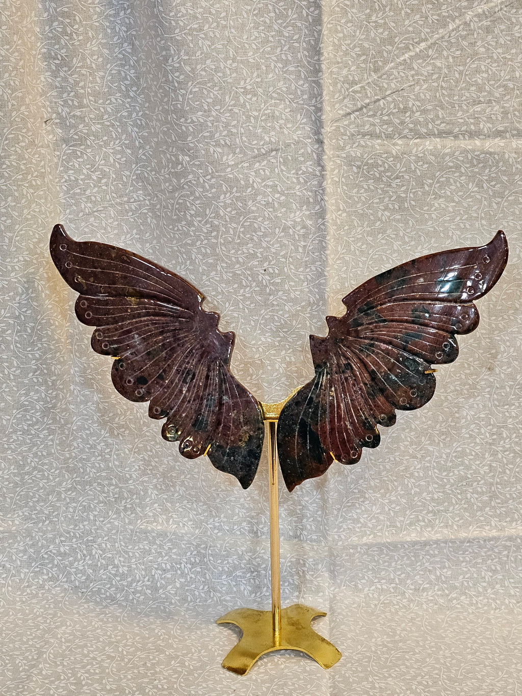 Ocean Jasper Crystal Butterfly Wings with Stand