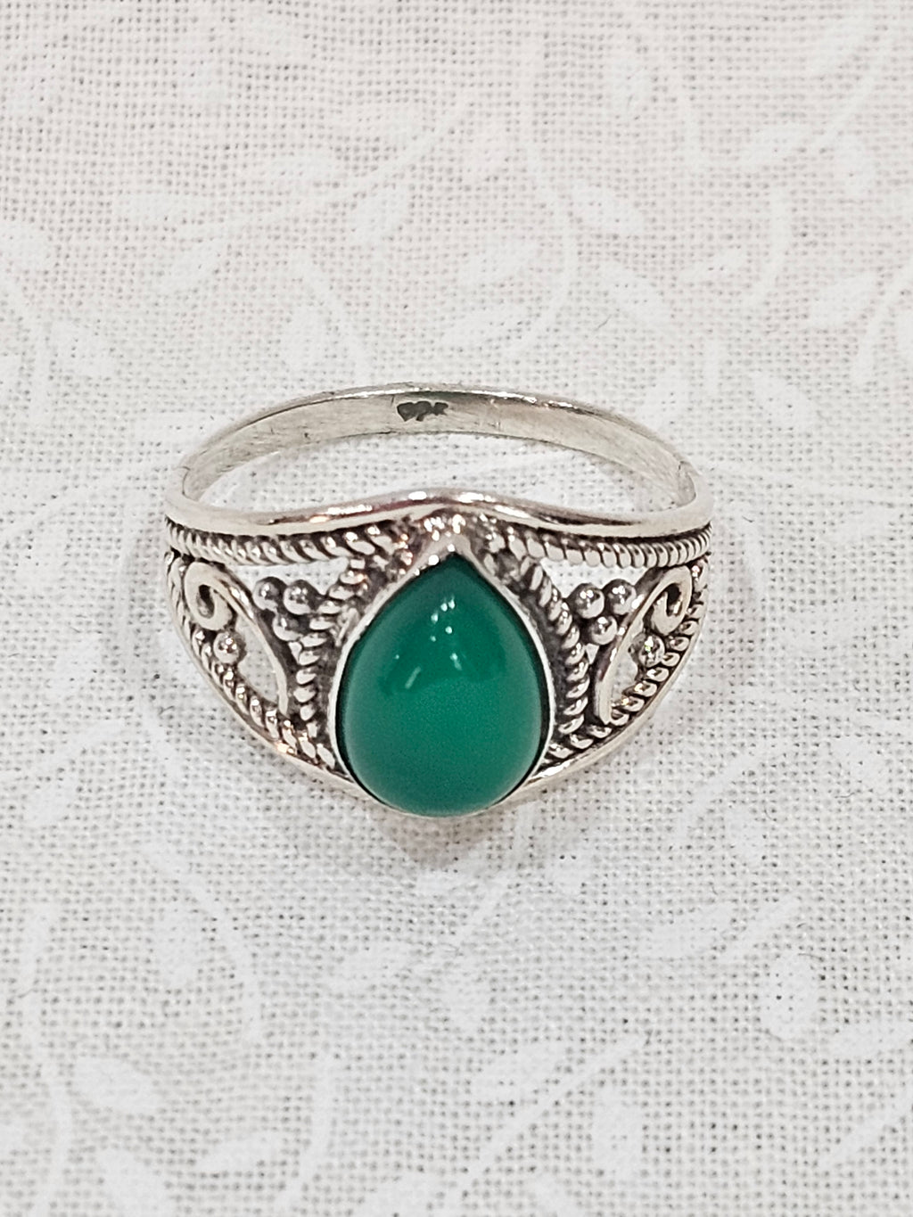 Sterling Silver Green Adventurine Gemstone Ring 8
