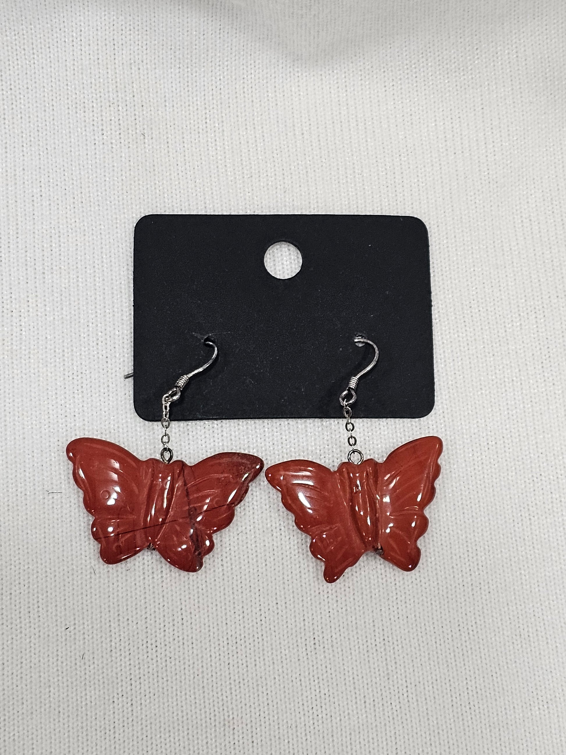 Red Jasper Earrings - Natural Stone Sterling Silver Dangle Earrings