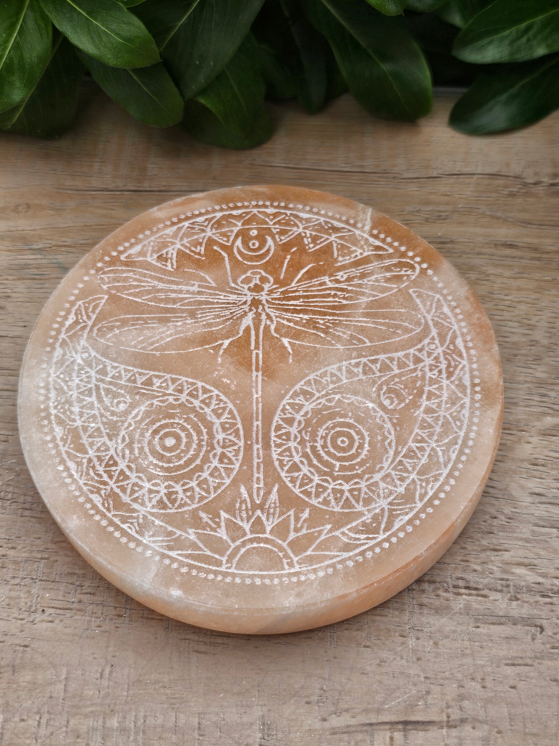Orange Selenite Charging Disc 4" - Crystal Cleansing Plate for Jewelry & Stones