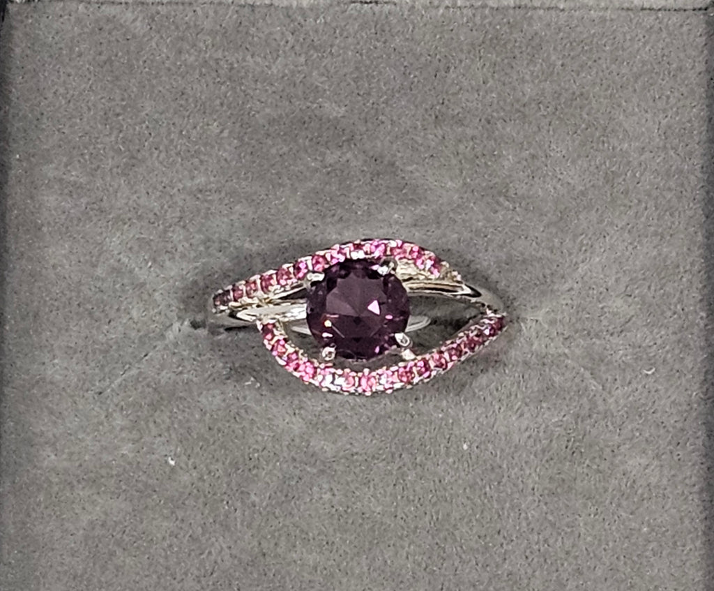 Sterling Silver Purple Spinel & Pink Tourmaline Gemstone Ring 6