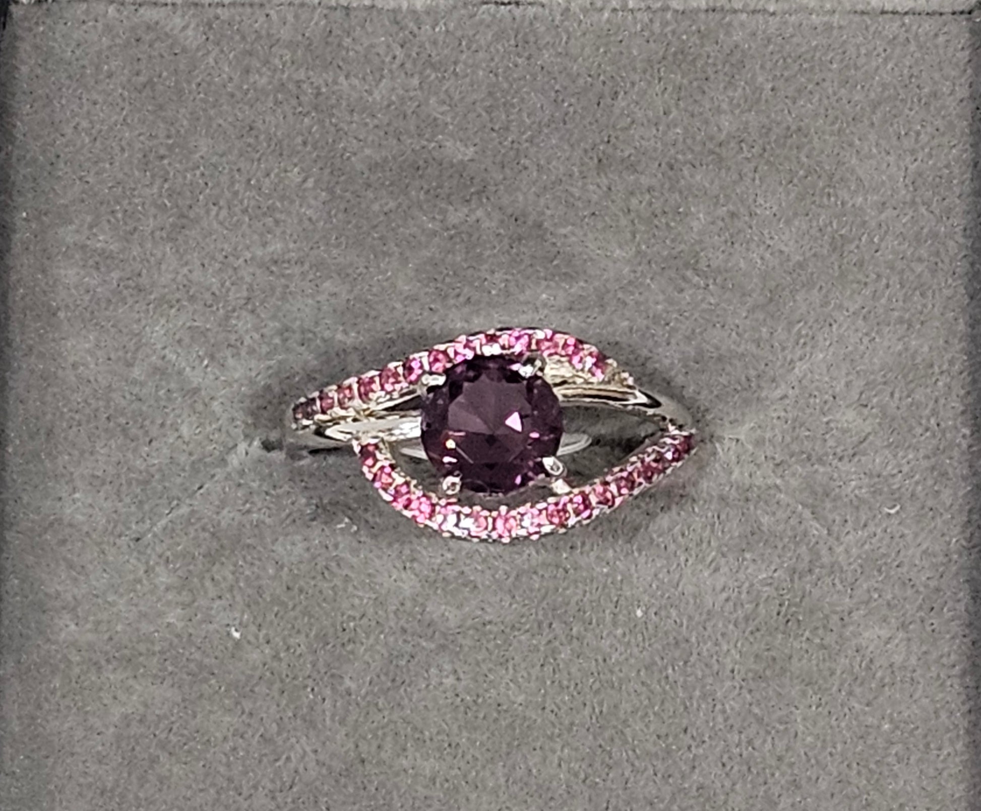 Sterling Silver Purple Spinel & Pink Tourmaline Gemstone Ring 6