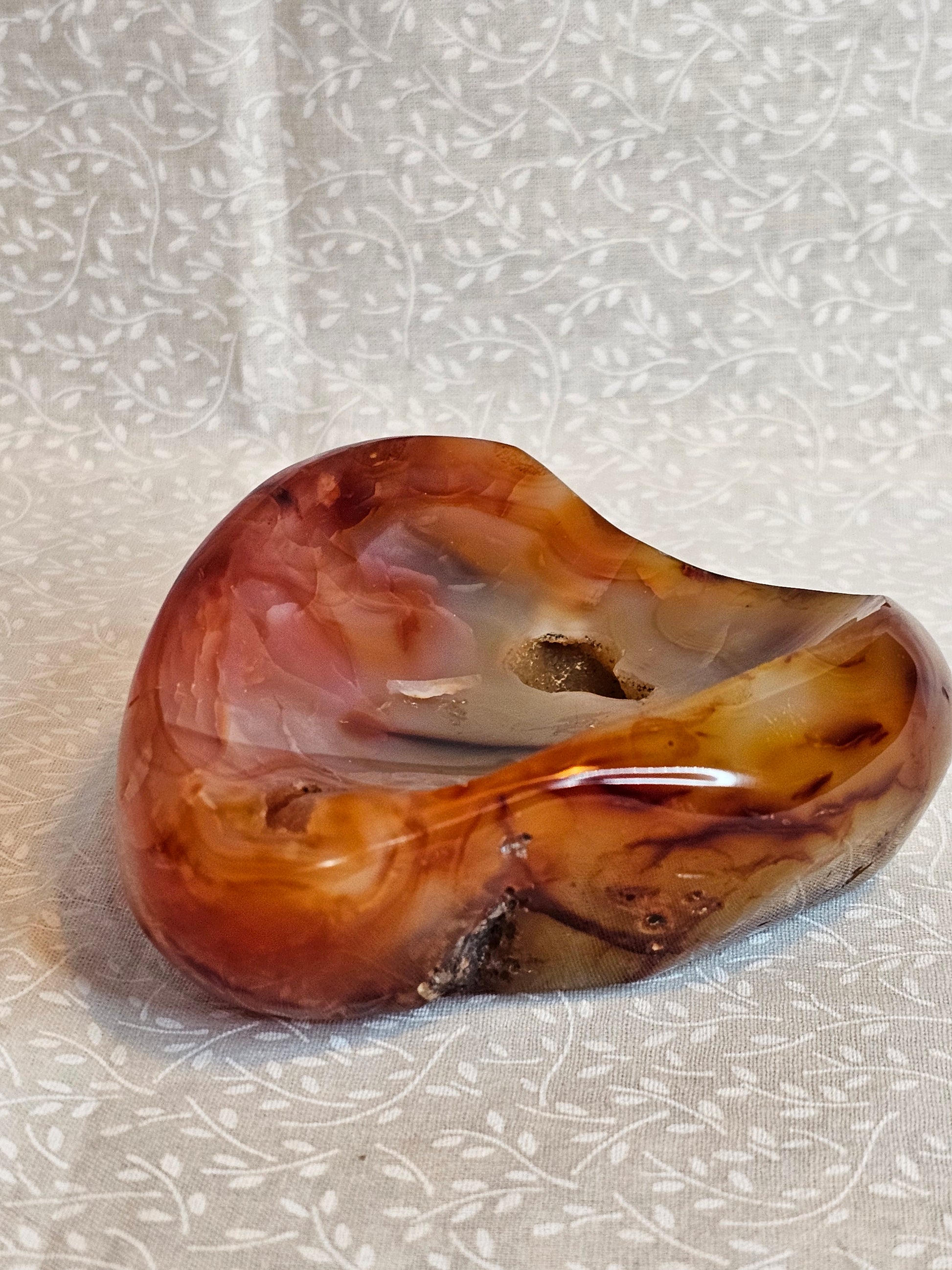 Carnelian Crystal Bowl - 3.75 Inch Natural Stone Bowl with Druzys