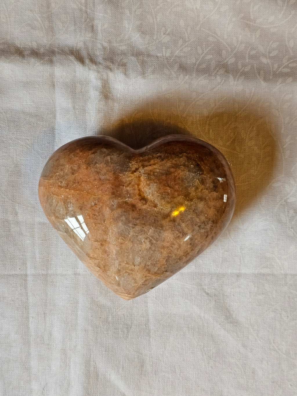 Peach Moonstone Crystal Heart