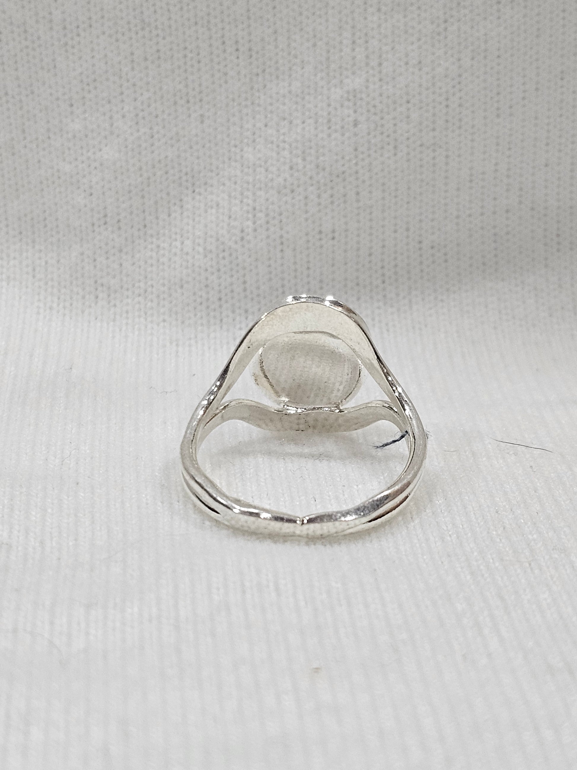 Turquoise Oval Stone Sterling Silver Ring – Size 9