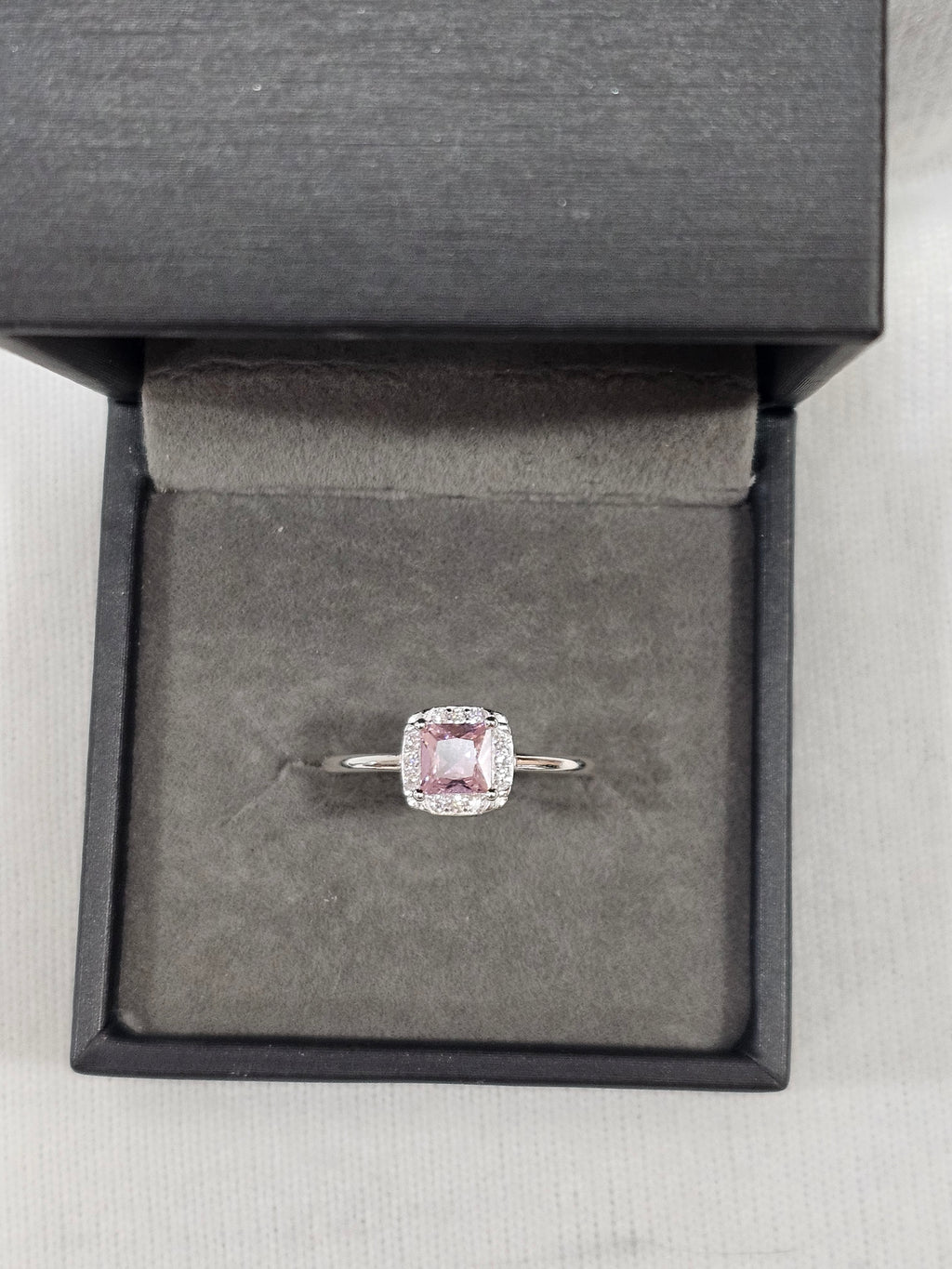 Pink Sapphire Sterling Silver Ring - Size 8.5