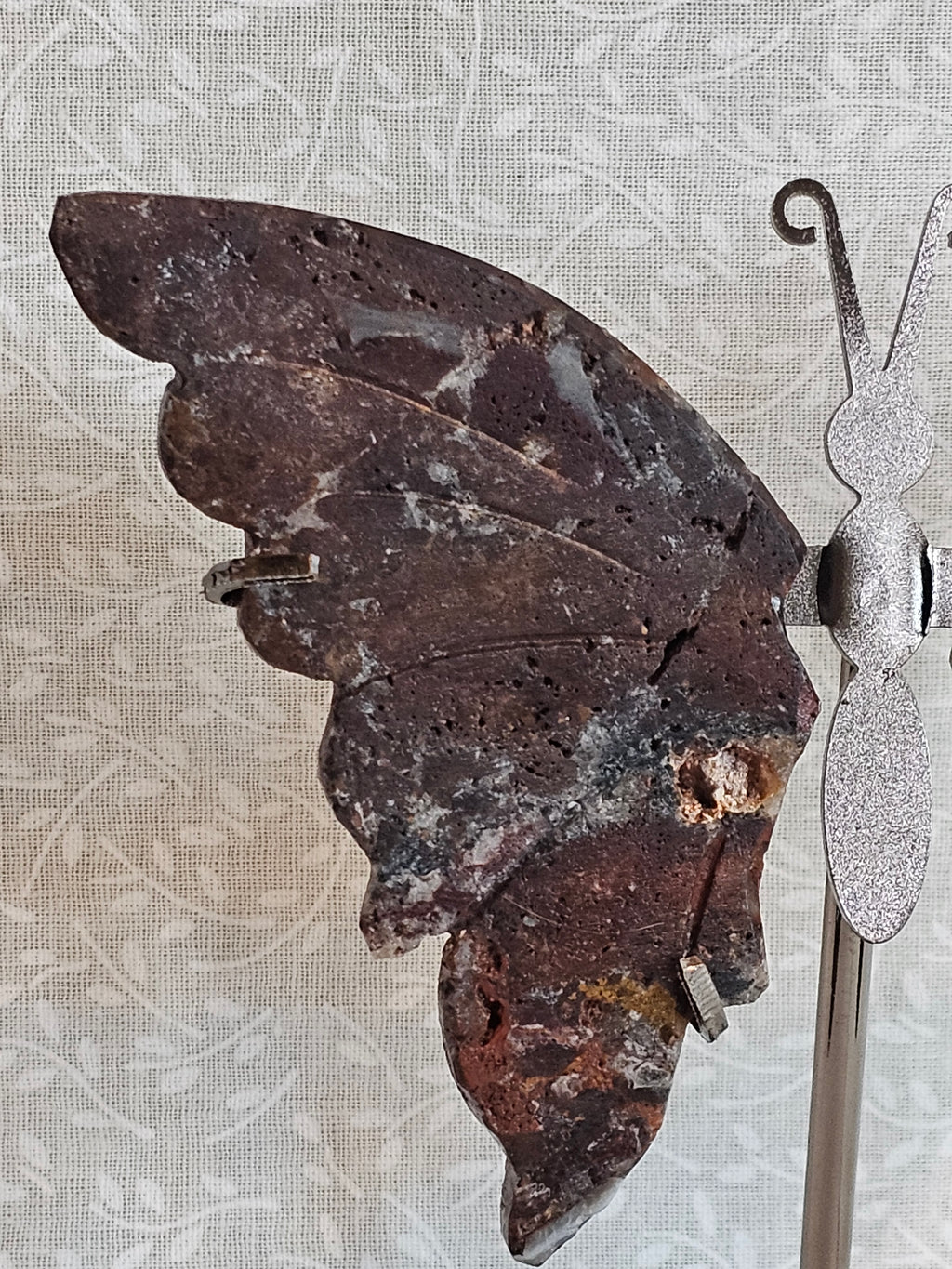 Ocean Jasper Crystal Butterfly Wings with Stand - 5 Inch Natural Stone Decor