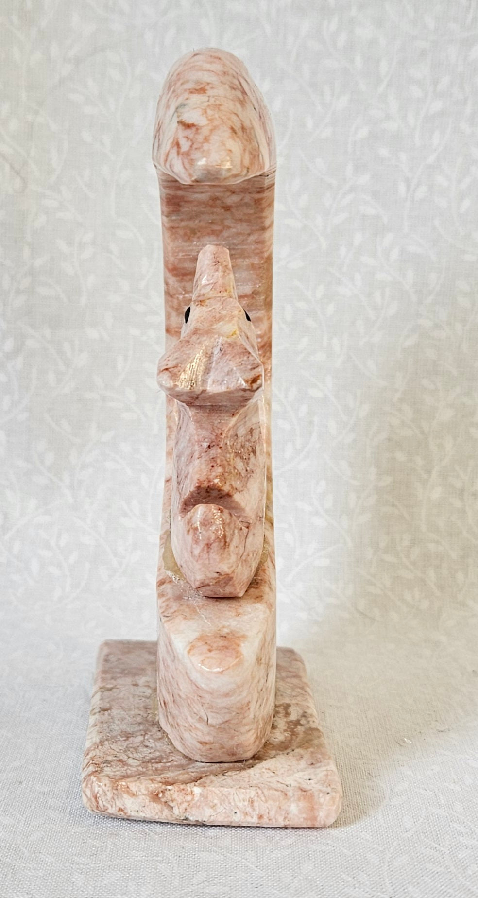 Soapstone Crystal half Moon with Wolf