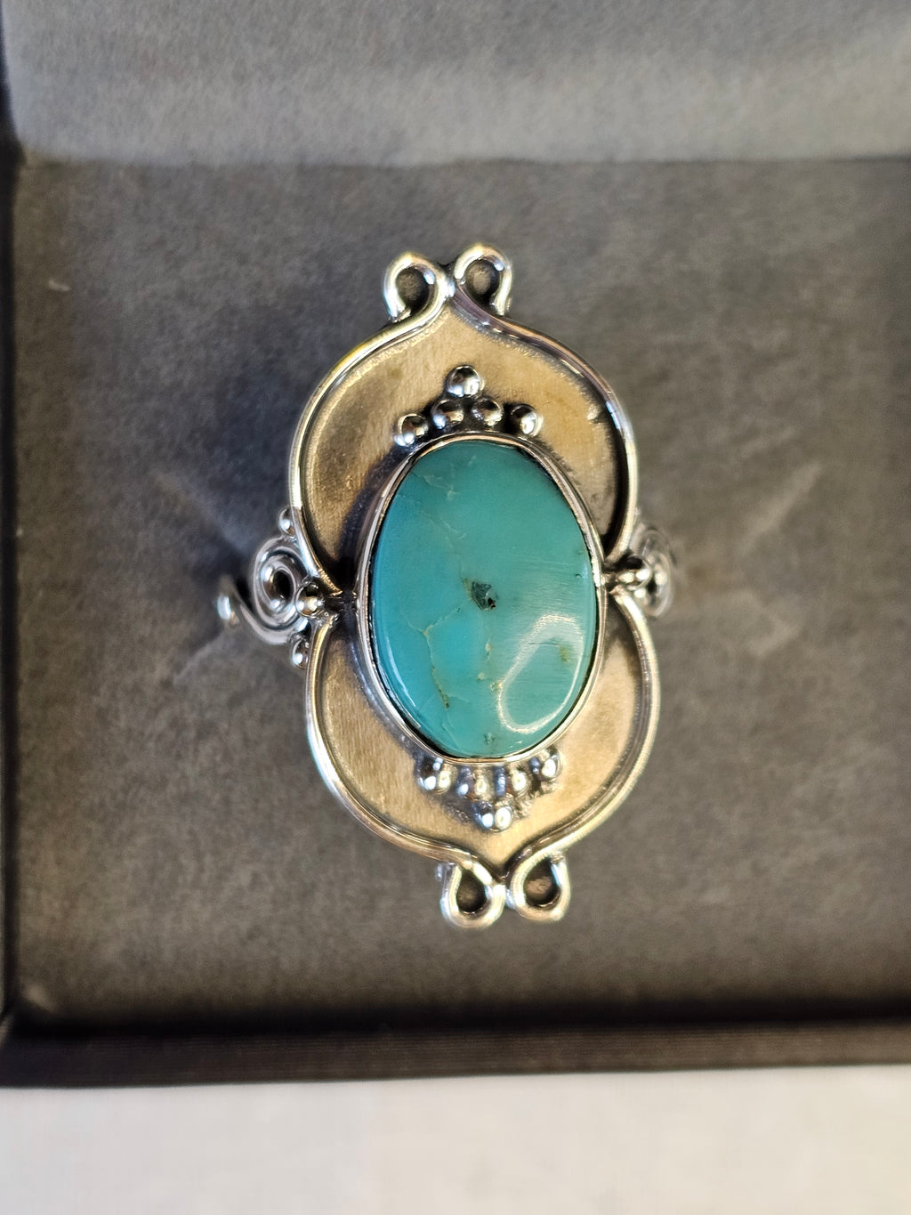 Sleeping Beauty Turquoise Sterling Silver Ring - Size 8