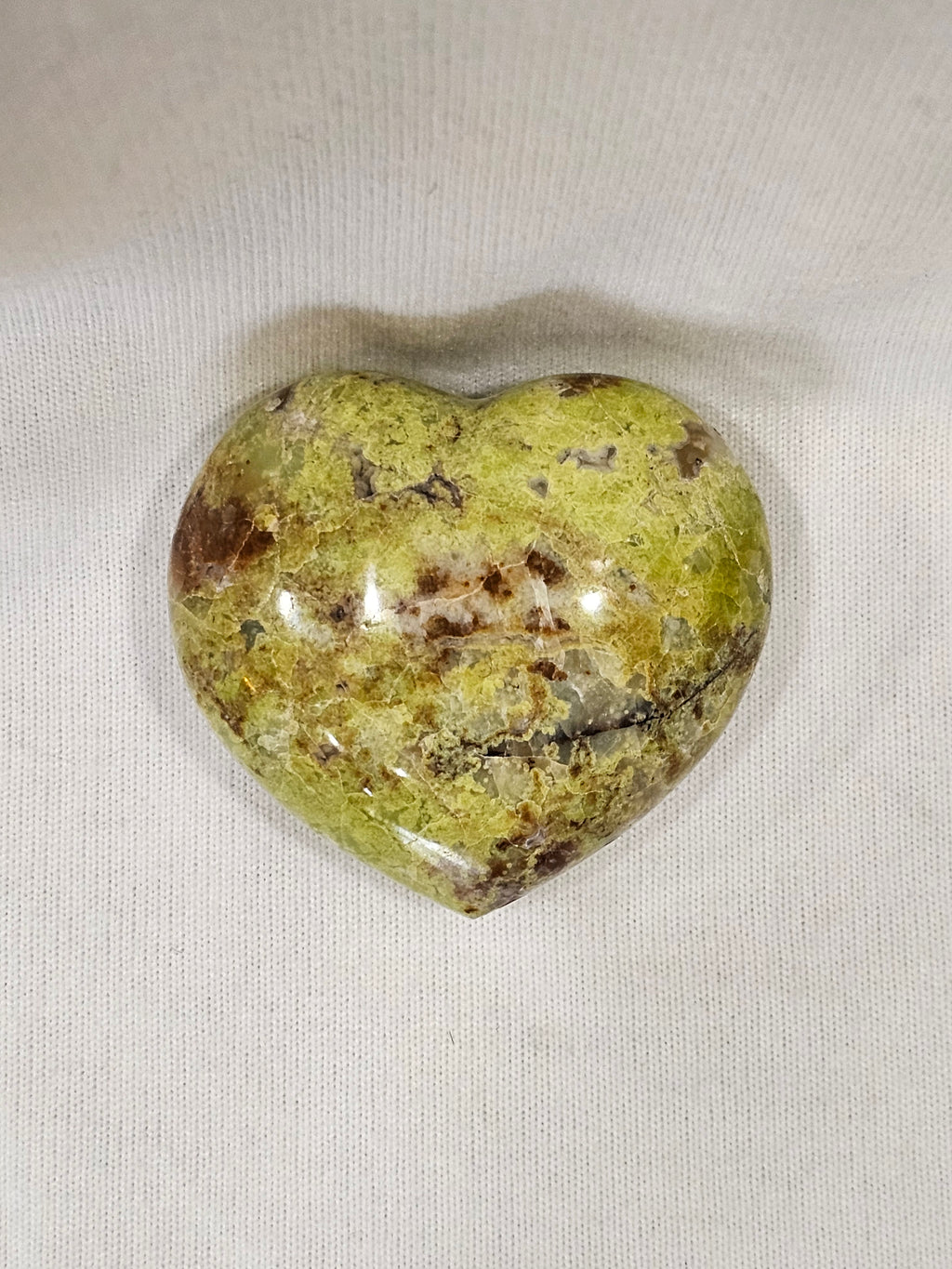 Green Opal Crystal Heart - Natural Polished Stone