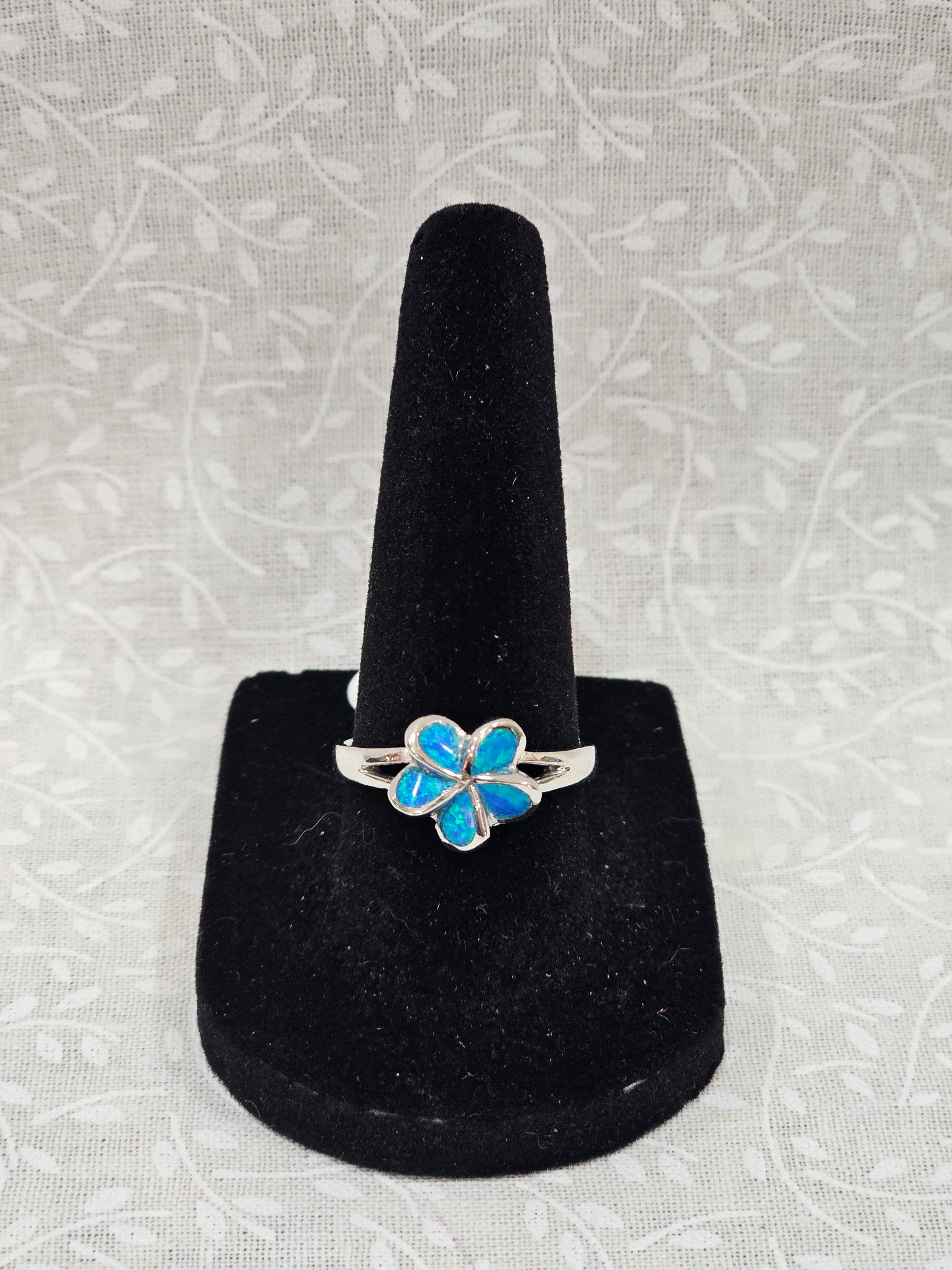 Sterling Silver Blue Opal Gemstone Ring 7