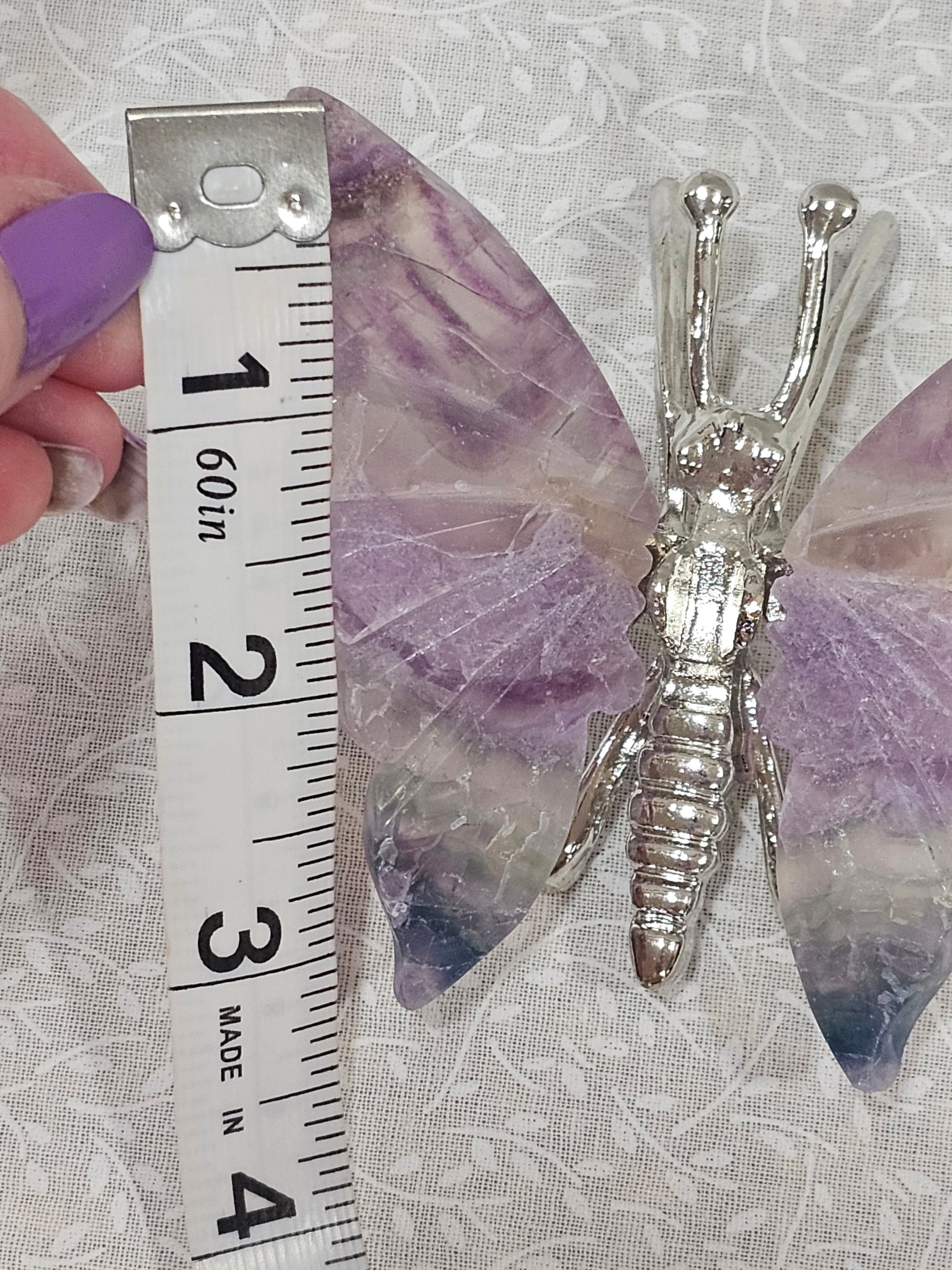 Rainbow Fluorite Crystal Butterfly 4 Inch