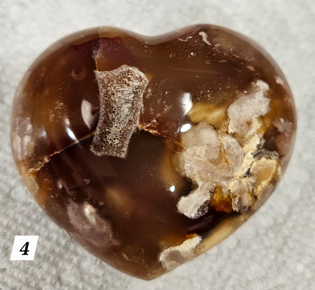 Flower Agate Crystal Heart 2.3 Inch Small - Natural Stone