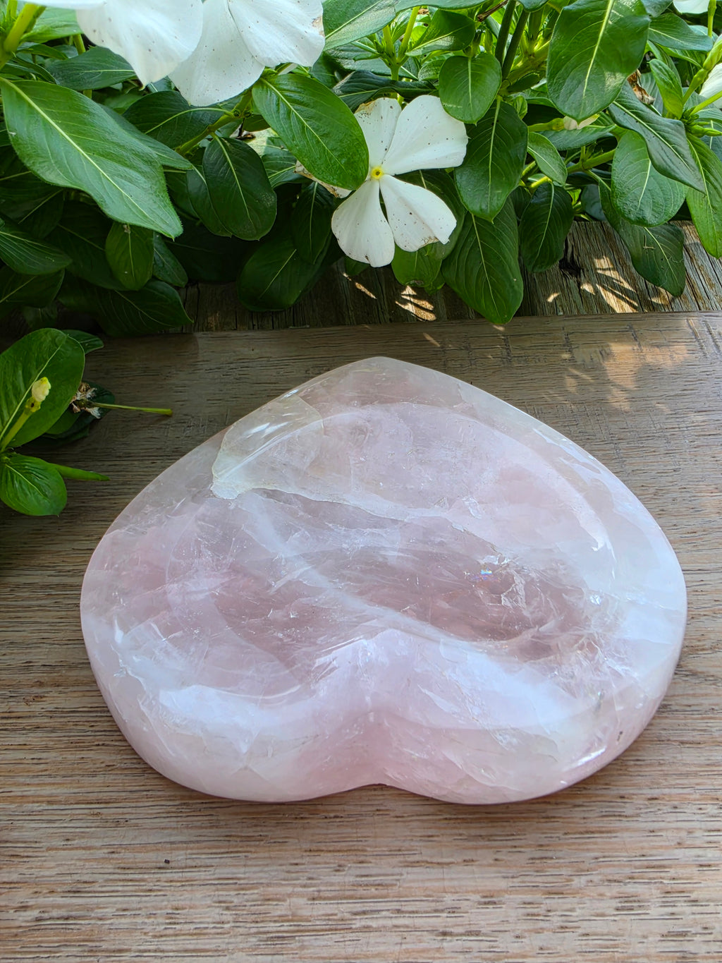 Pink Quartz Crystal Heart Bowl