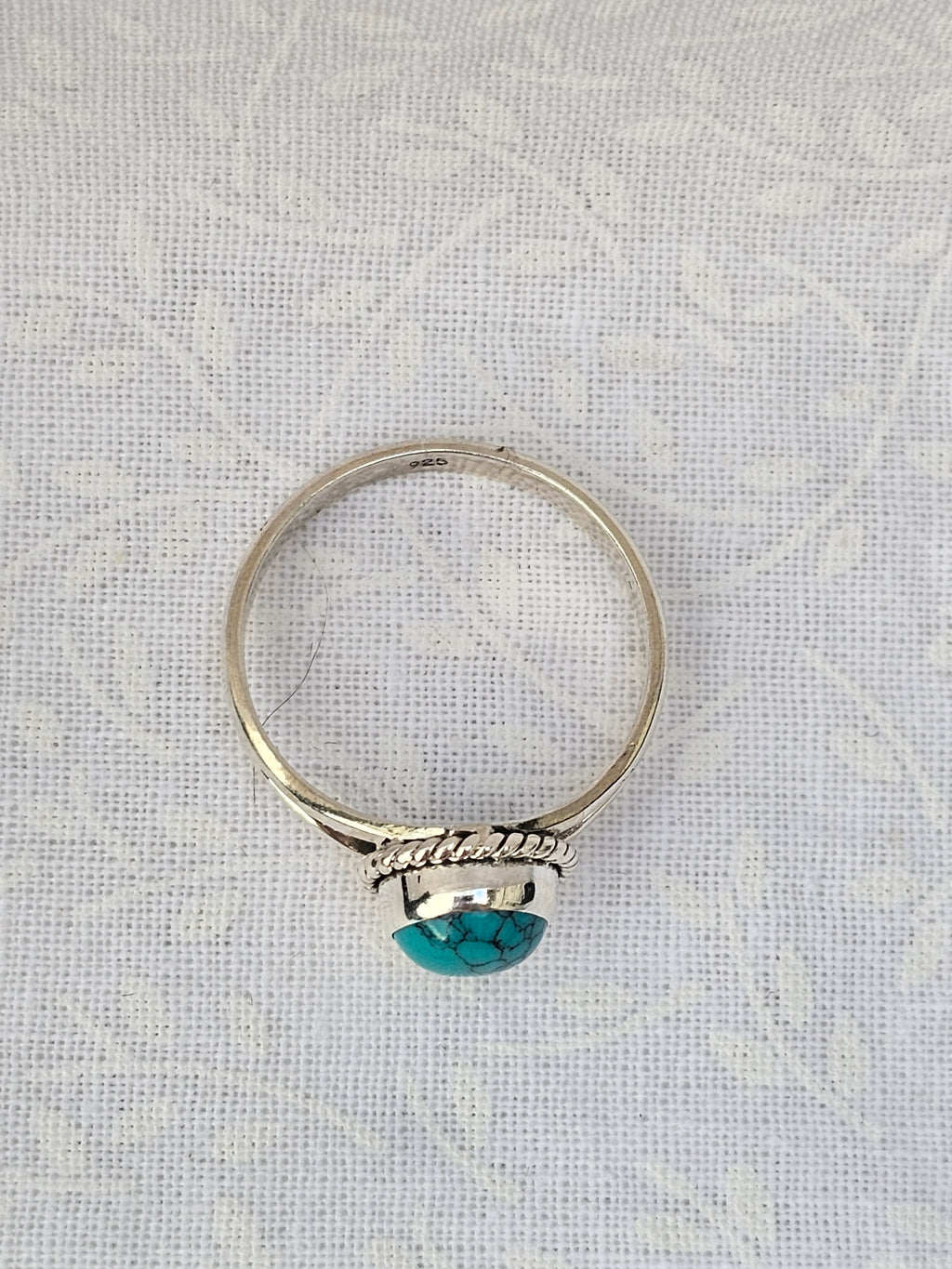 Sterling Silver Turquoise Gemstone Ring Green Tones - Size 8
