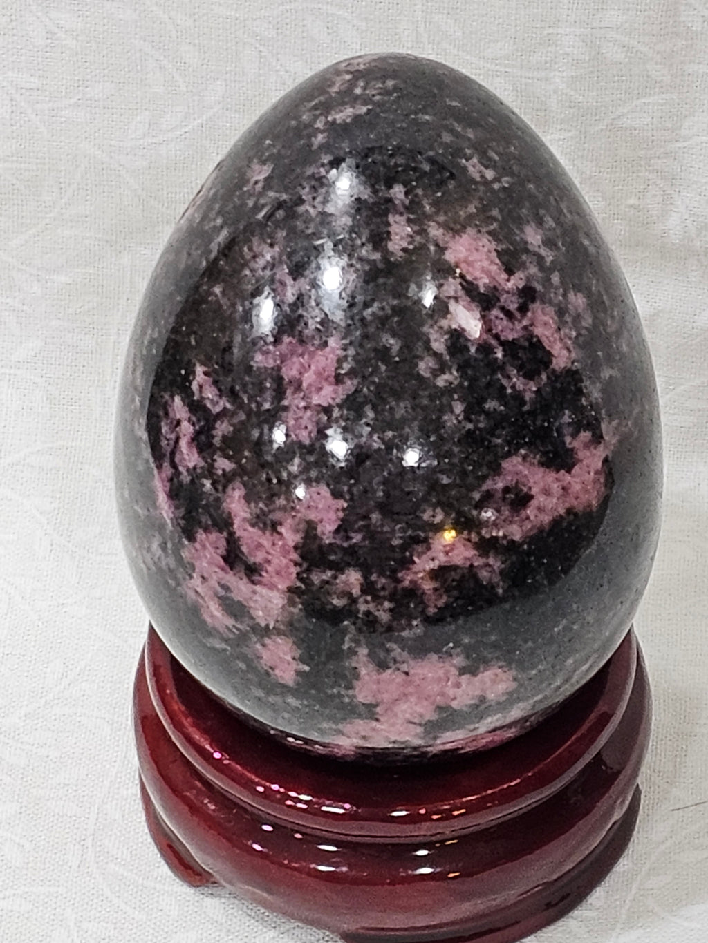 Rhodonite Crystal Egg - Natural Stone