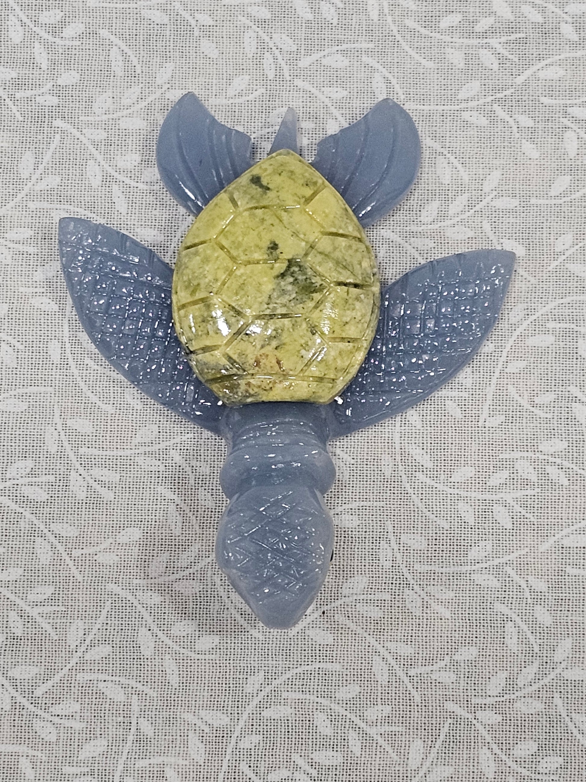 Angelite & Serpentine Crystal Turtle