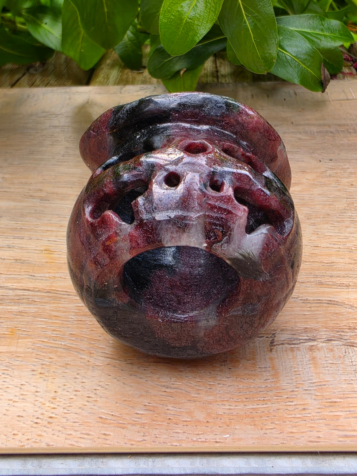 Garnet Crystal Jack-O'-Lantern Pumpkin with Witch Hat
