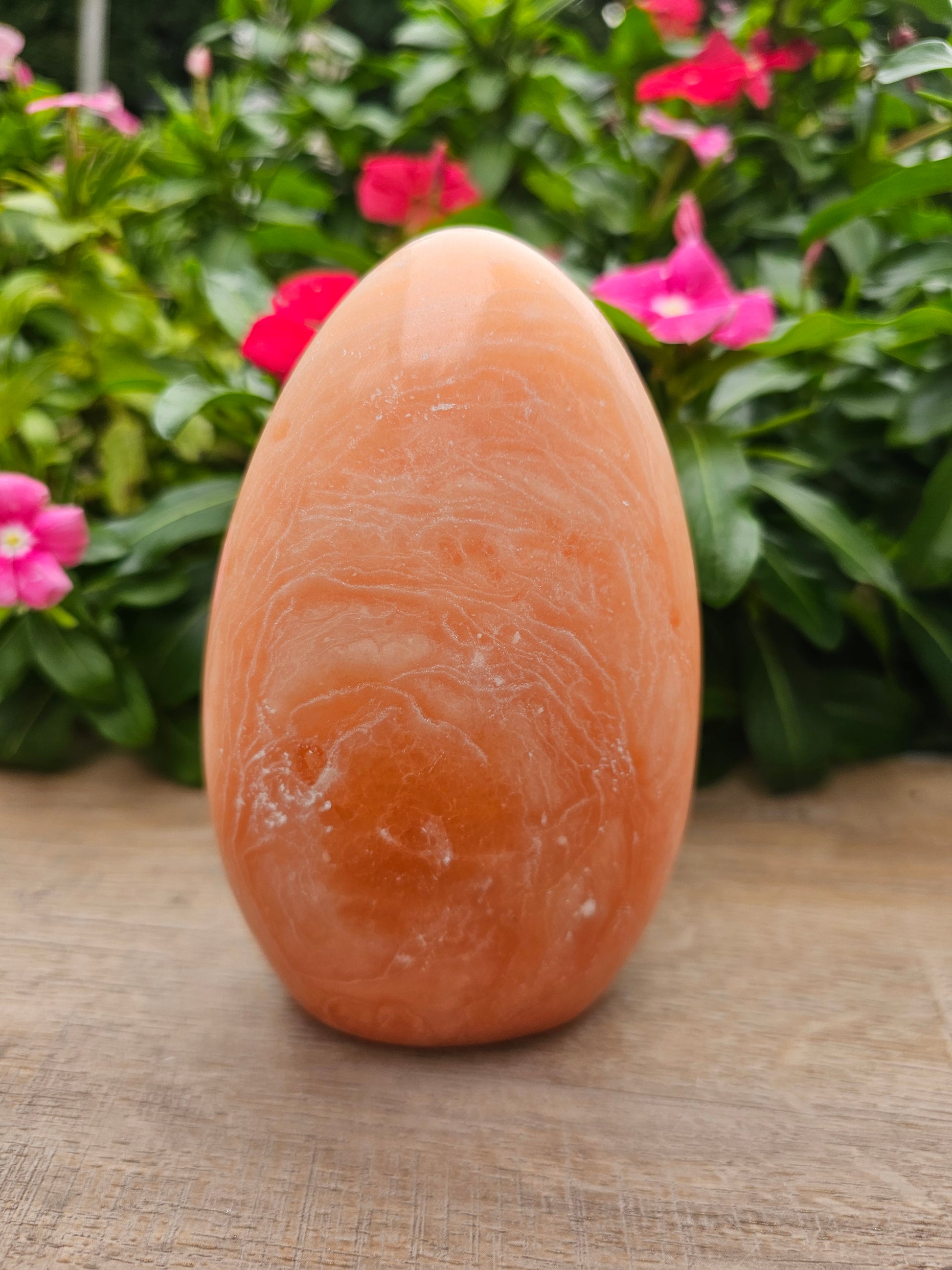 Orange Calcite Crystal Freeform with Light Natural Healing Stone Lamp