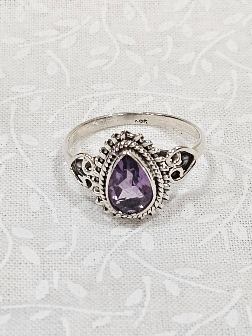 Sterling Silver Amethyst Healing Ring Emotional Balance - Size 8