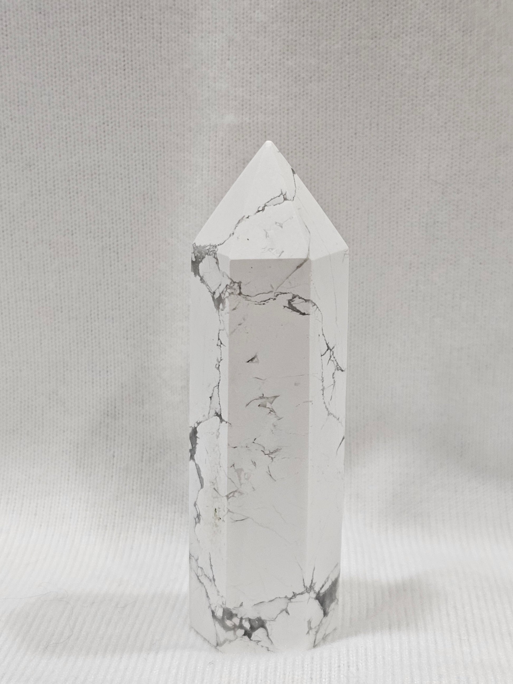 Howlite Crystal Tower – 3¼" Wide | Natural Calming Stone