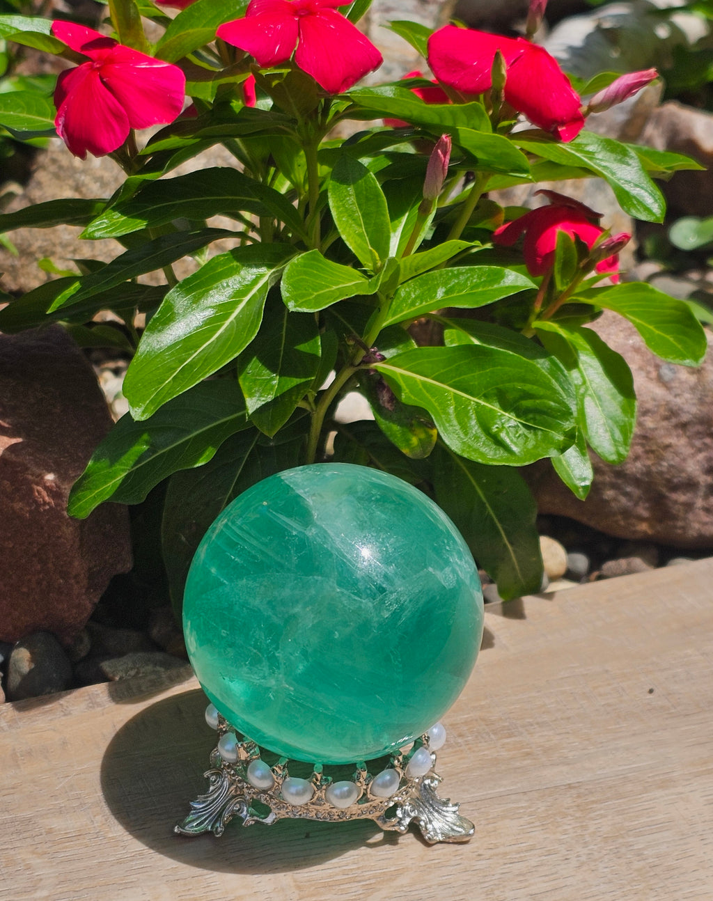 Green Fluorite Crystal Sphere 63mm