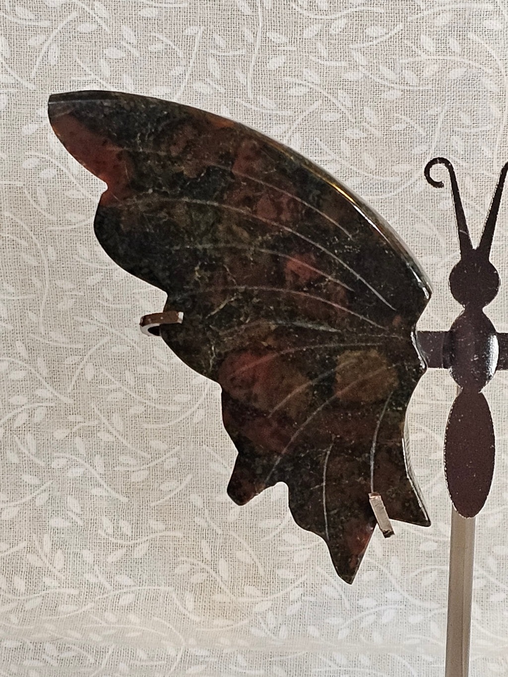Fruit Jasper Crystal Butterfly Wings with Stand - 5 Inch Natural Stone Decor