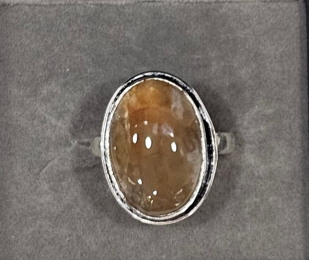 Sterling Silver Agate Gemstone Ring - Size 8