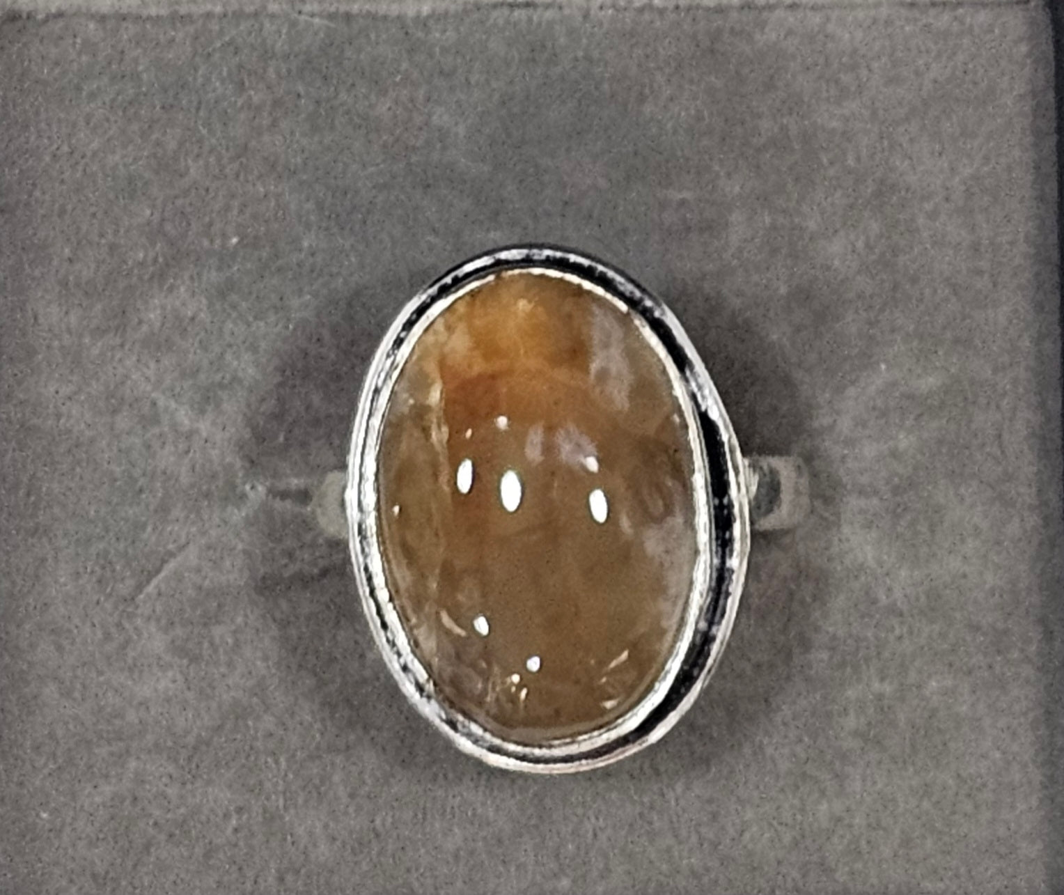 Sterling Silver Agate Gemstone Ring - Size 8