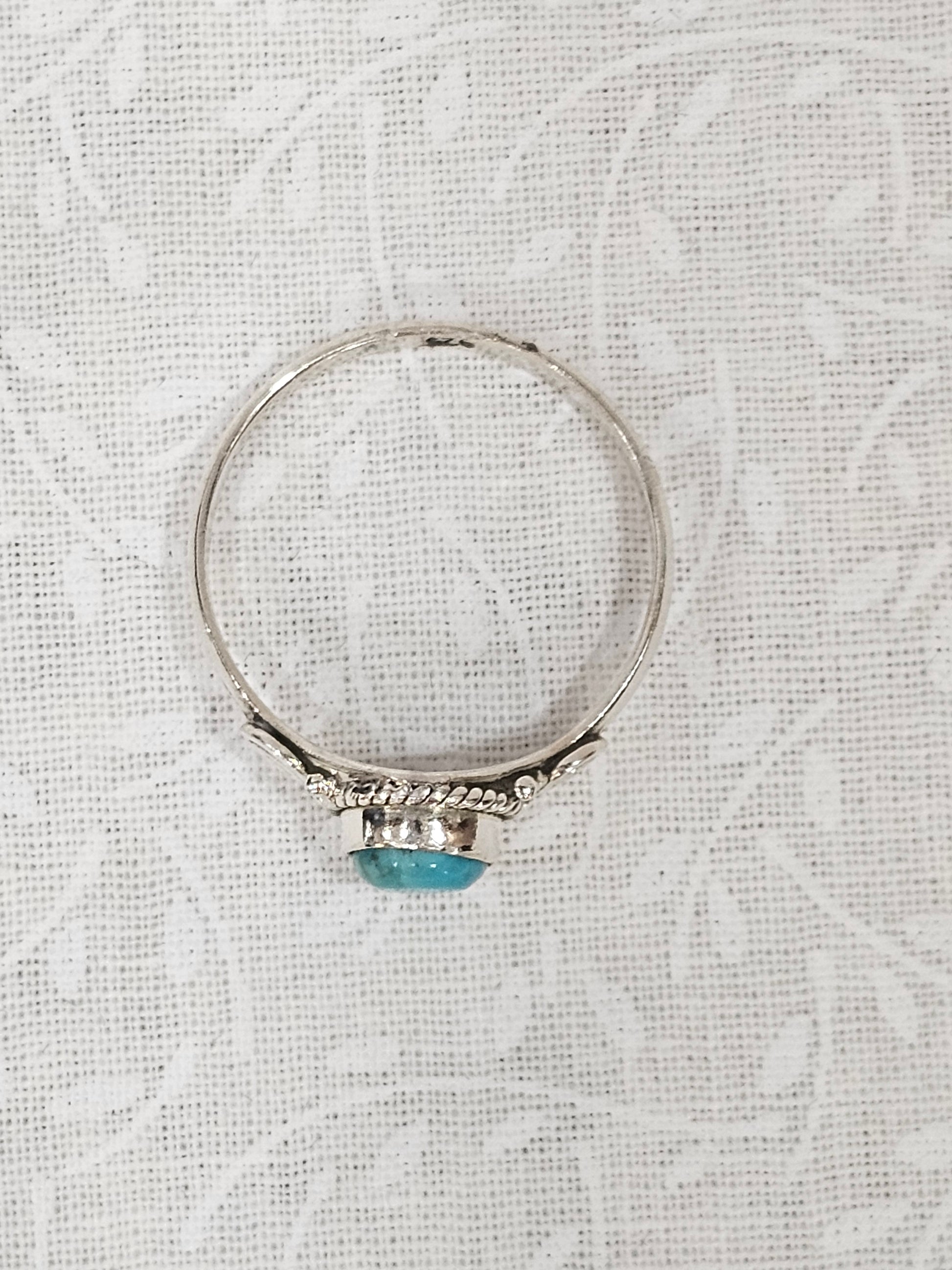 Sterling Silver Amazonite Gemstone Ring - Size 8