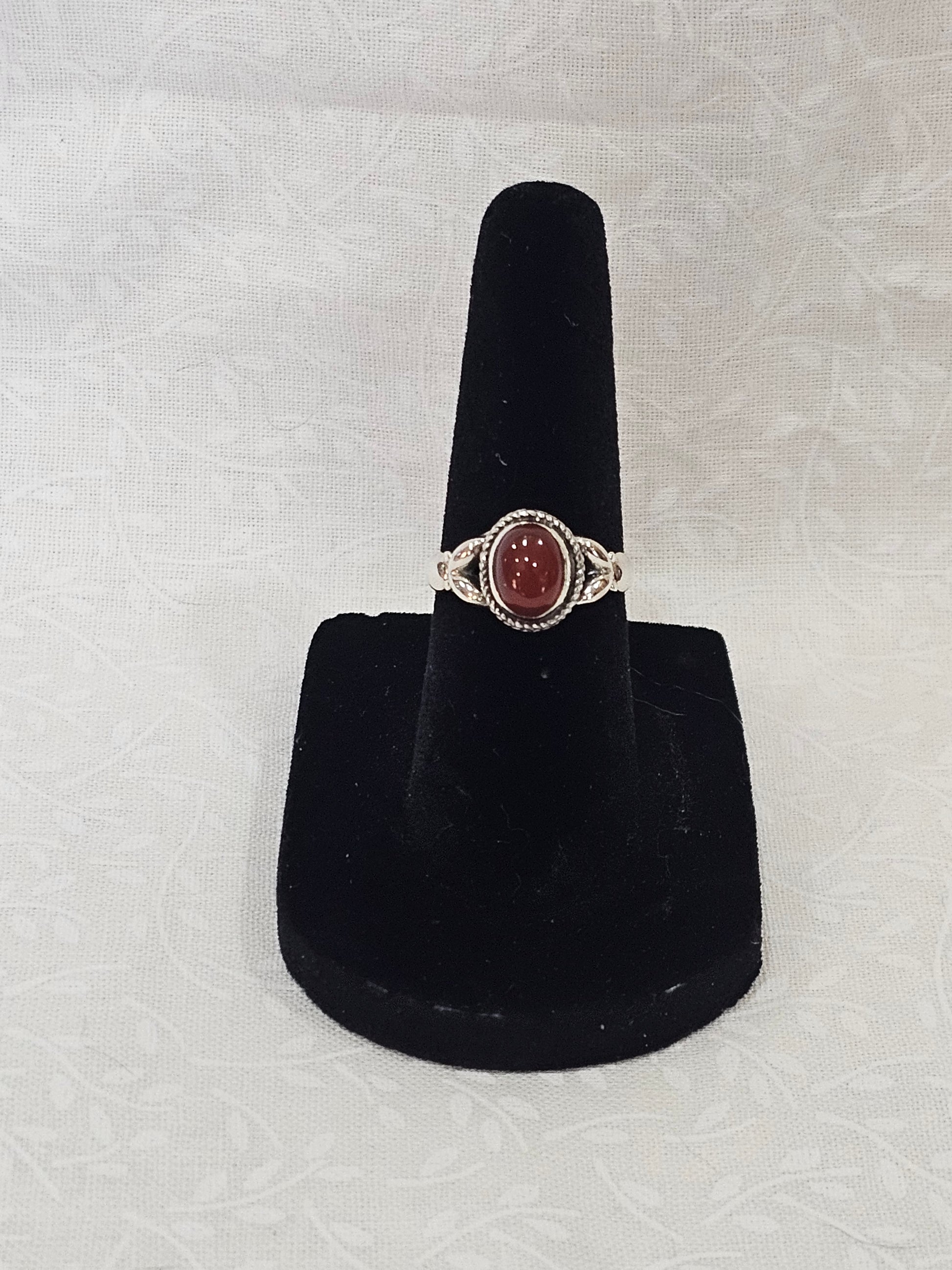 Sterling Silver Carnelian Gemstone Ring - Size 5