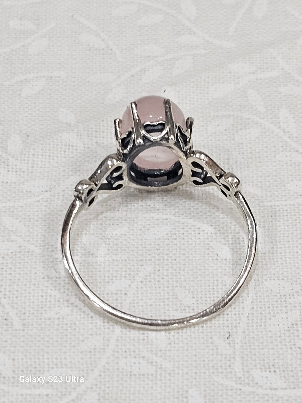 Sterling Silver Pink Quartz Gemstone Ring - Size 8