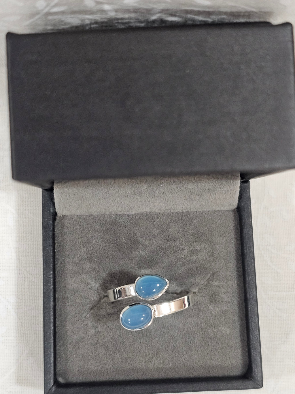 Sterling Silver Blue Chalcedony Gemstone Ring - Size 9