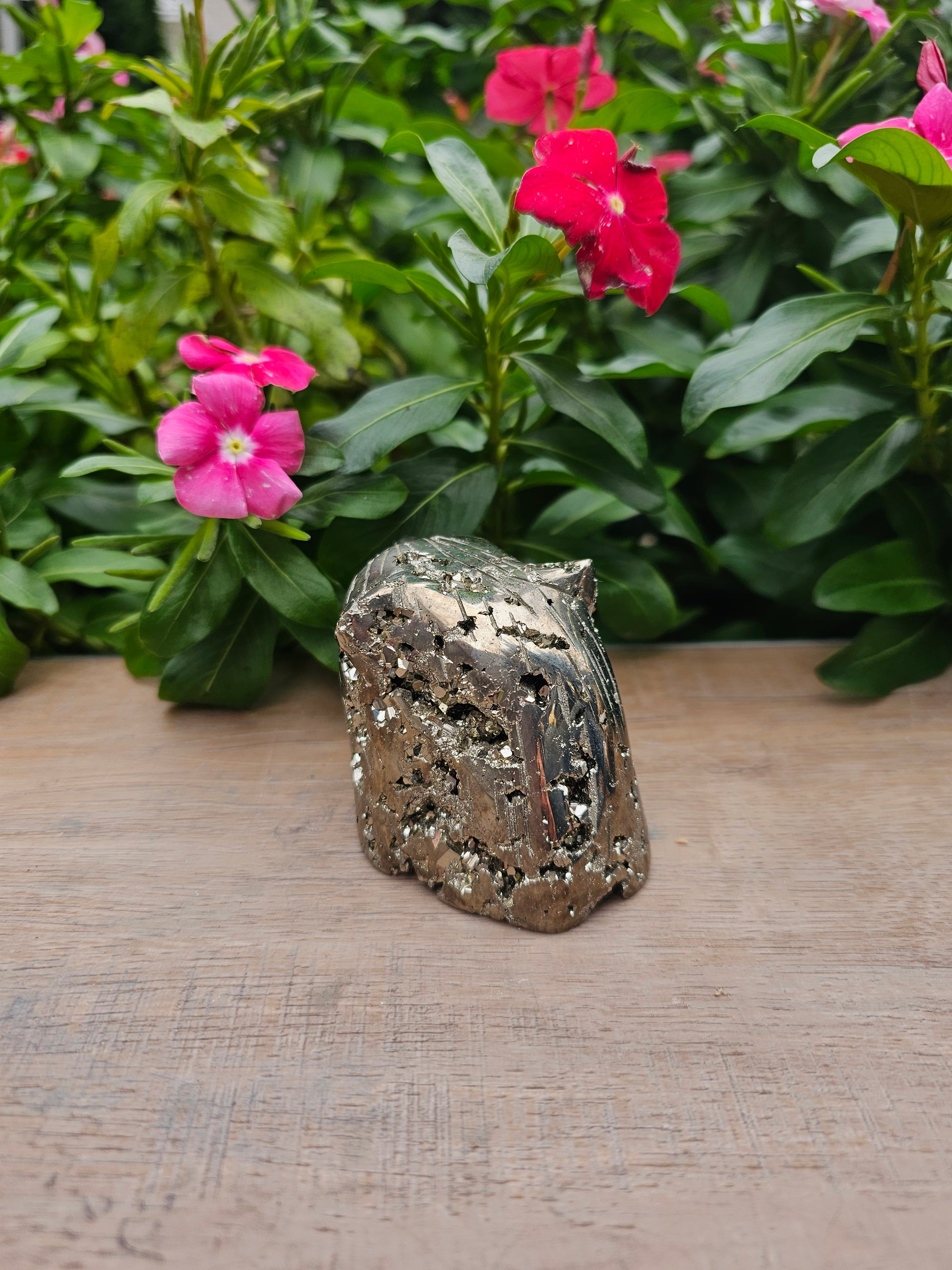 Pyrite Crystal Bear - 3.1" Natural Stone Carving