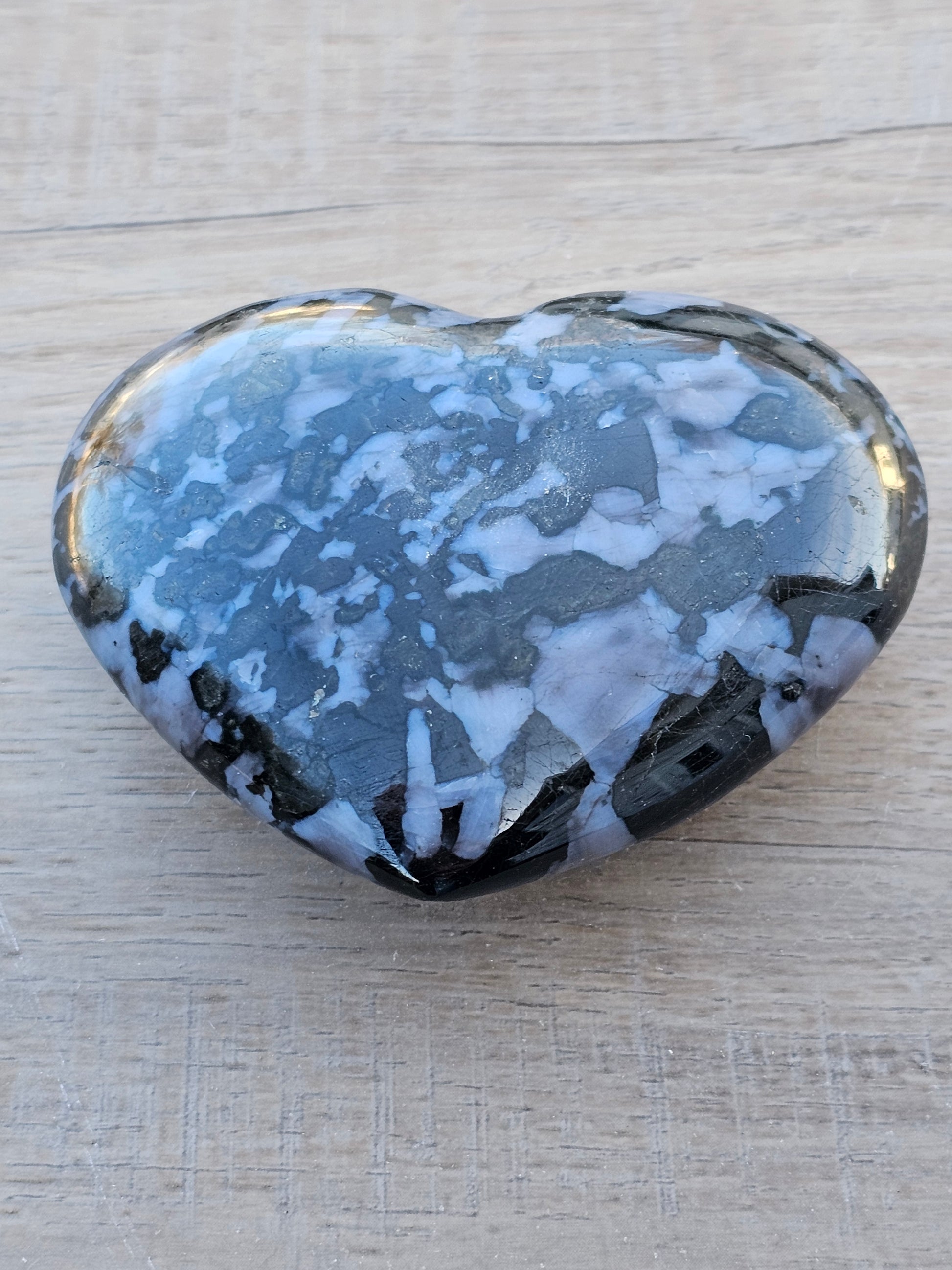 Indigo Gabbro Crystal Heart - Mystic Merlinite Stone