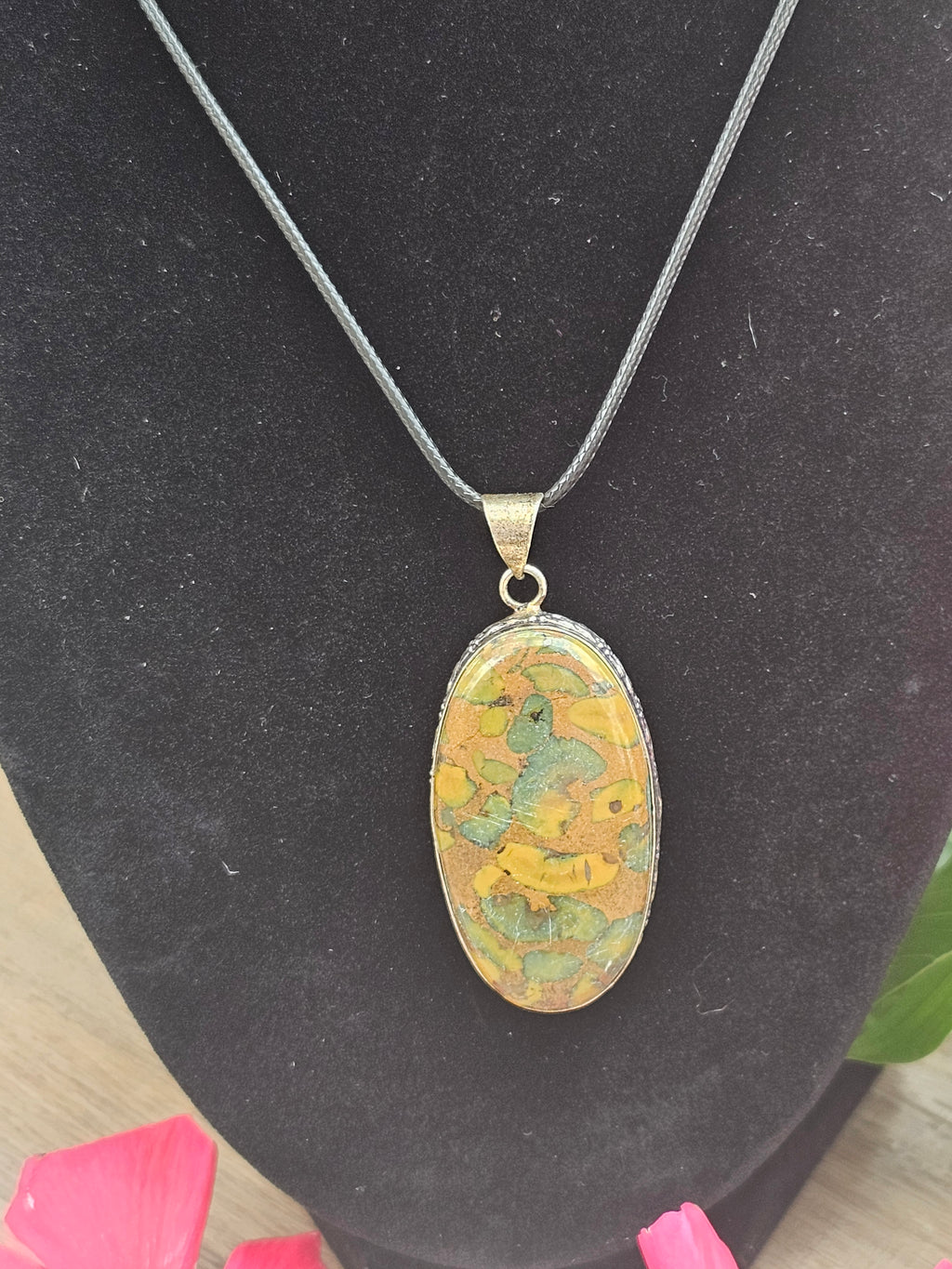 Fruit Jasper Crystal Necklace on Corded Chain 20"