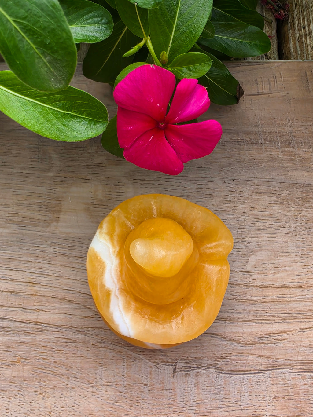 Orange Calcite Crystal Jack O Latern Pumpkin  with Witch Hat
