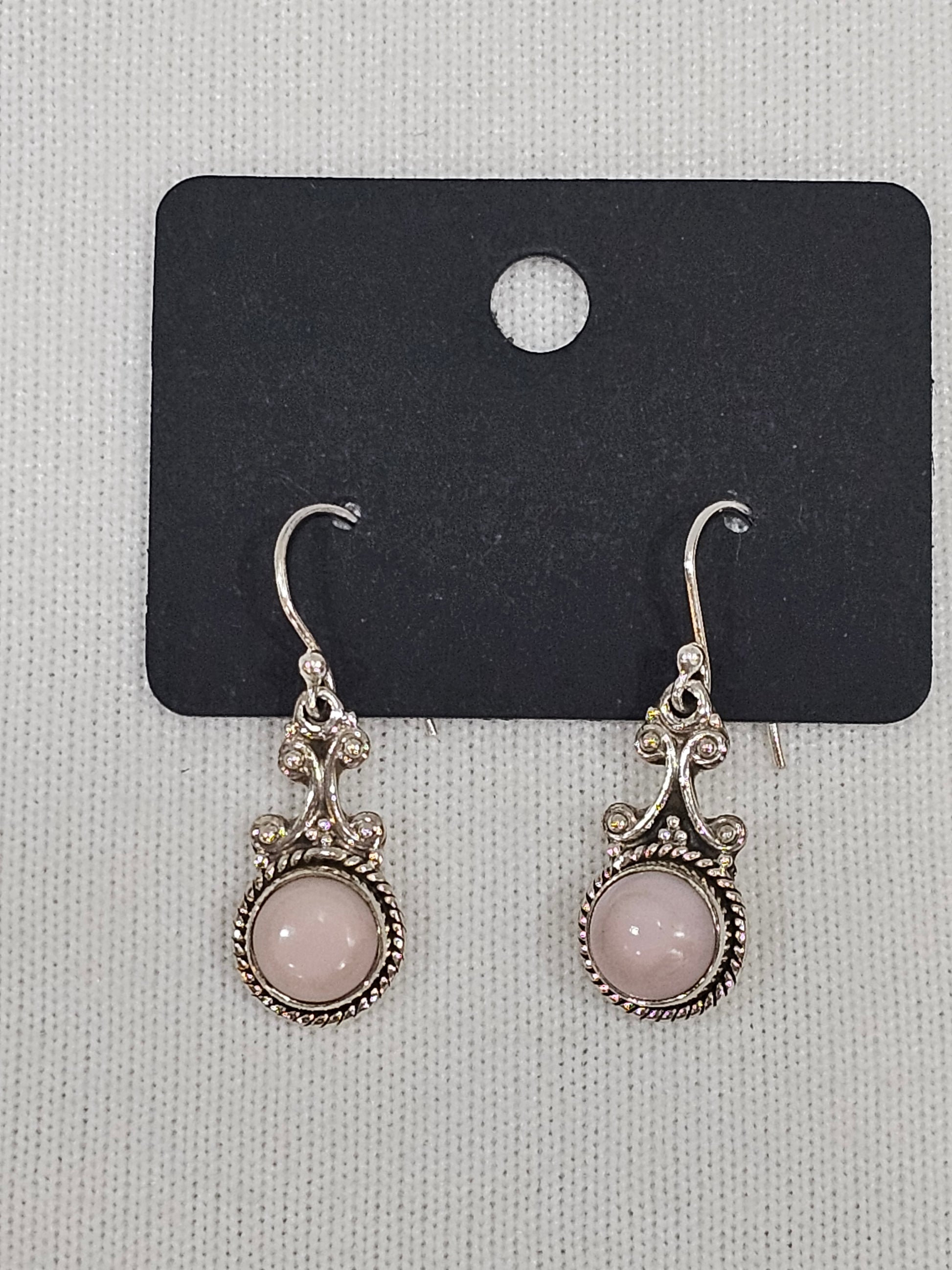 Rose Quartz Earrings - Natural Gemstone Sterling Silver