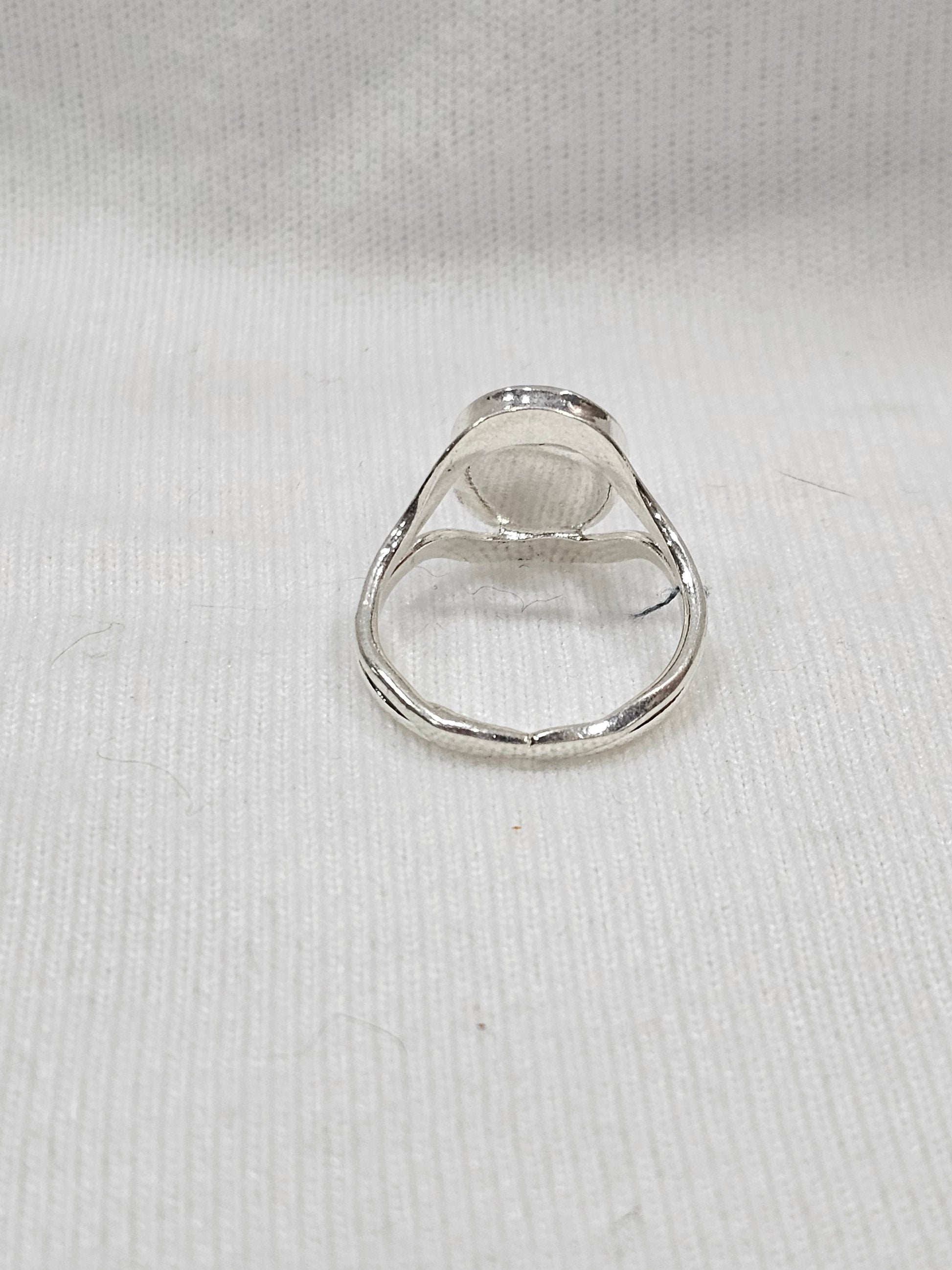 Turquoise Oval Stone Sterling Silver Ring – Size 9