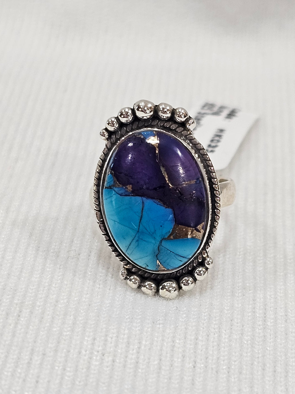 Blue Peacock Dahlia Turquoise 9.25 Sterling Silver Ring 8