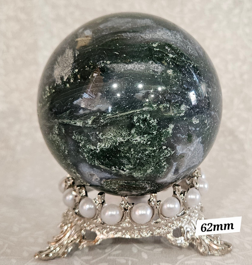 Moss Agate Crystal Sphere - Natural Stone