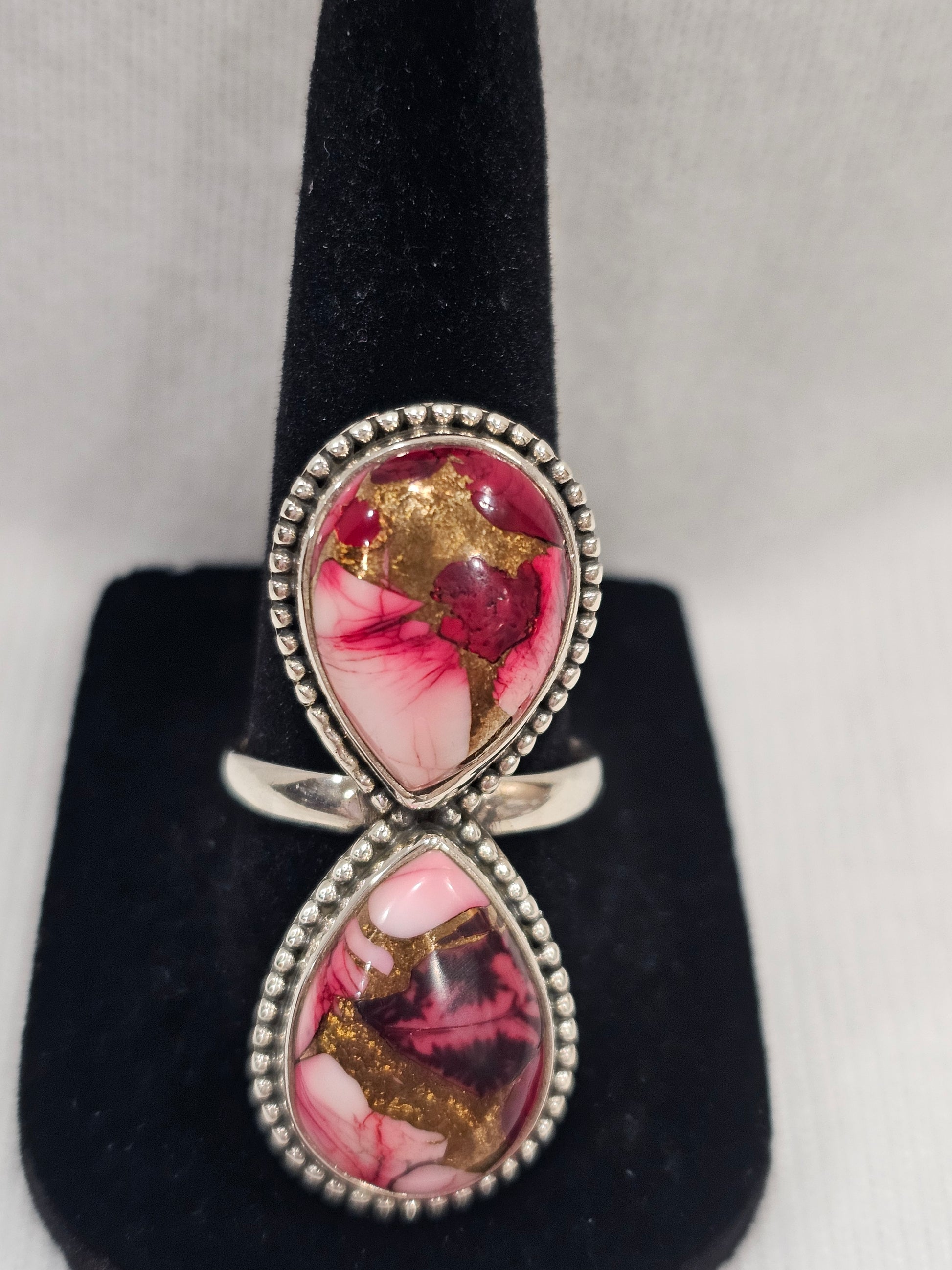 Red Dahlia Sterling Silver Ring Size 9