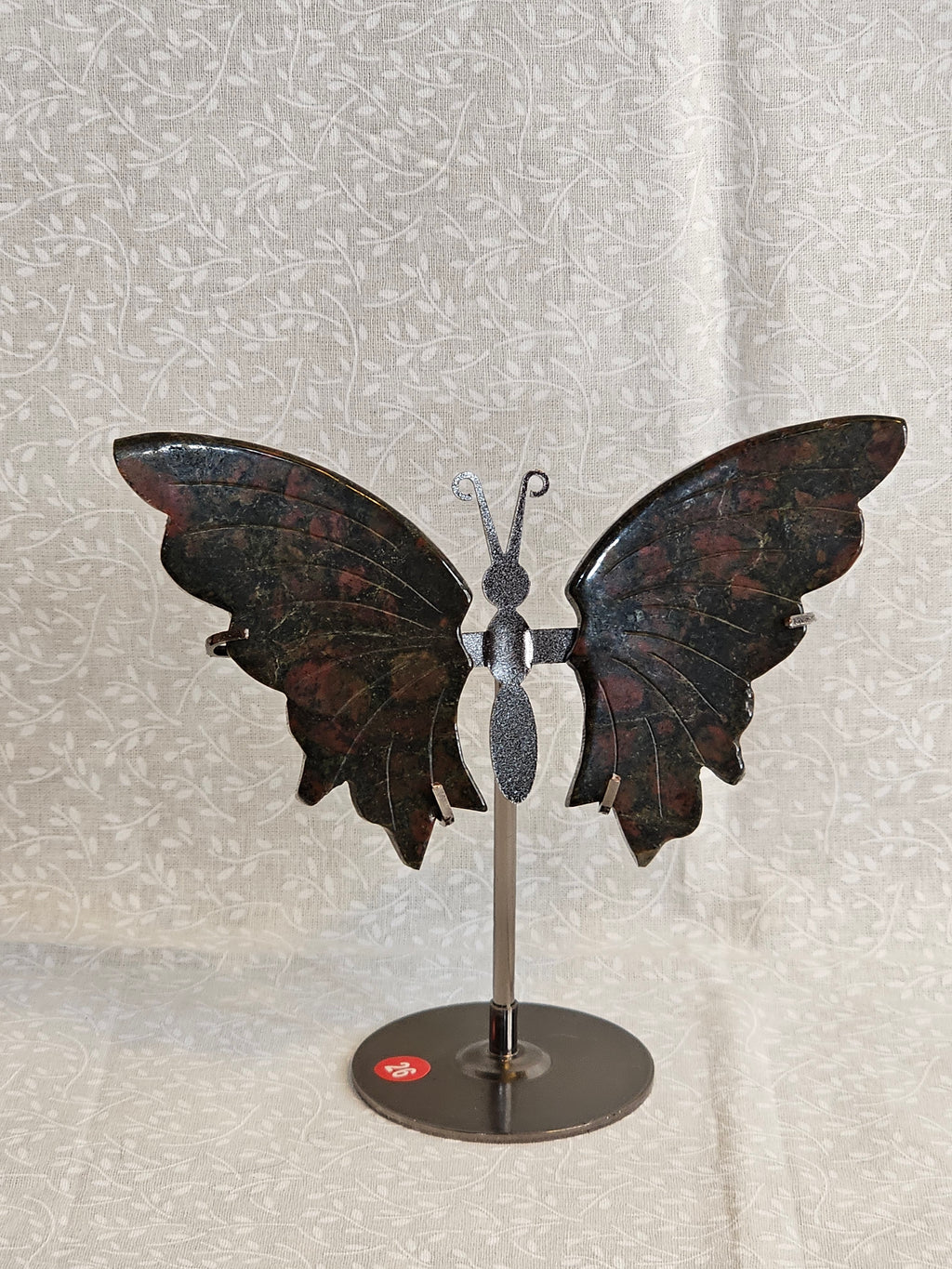 Fruit Jasper Crystal Butterfly Wings with Stand - 5 Inch Natural Stone Decor