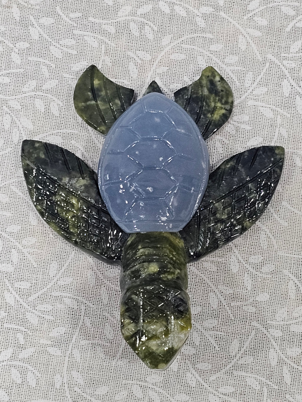 Serpentine & Angelite Crystal Turtle