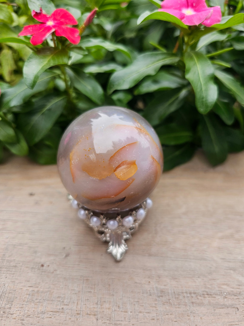Natural Agate Crystal Sphere 60mm - Polished Gemstone Ball