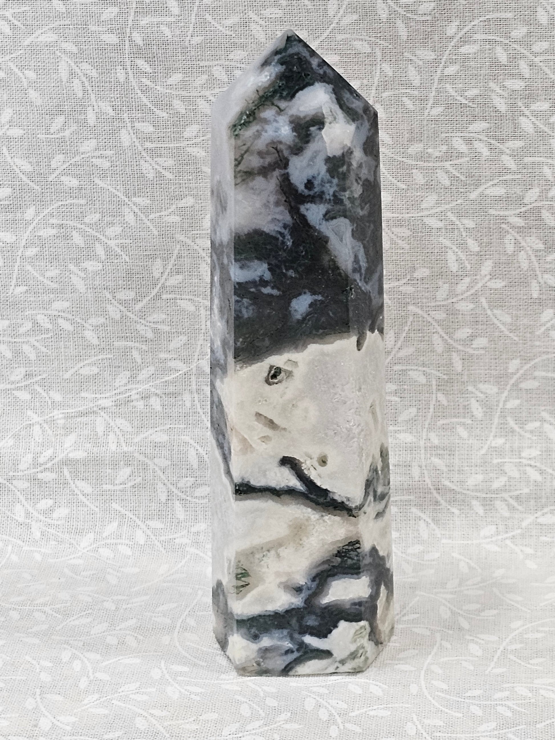 Moss Agate Crystal Tower
