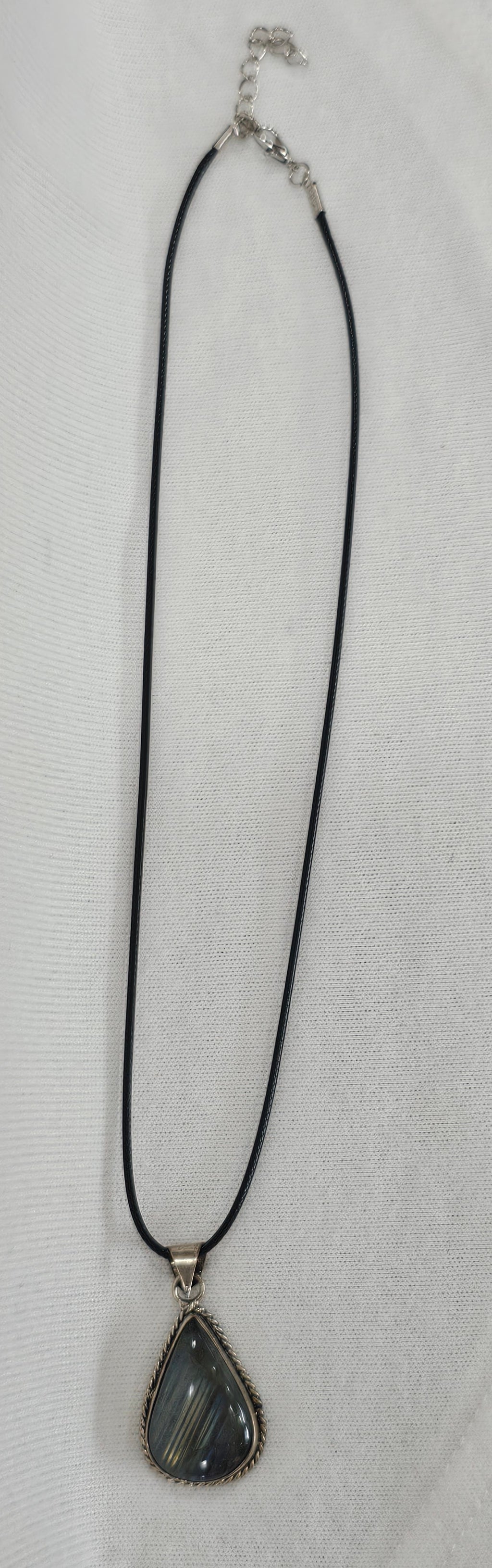 Labradorite Necklace on Corded Rope Chain