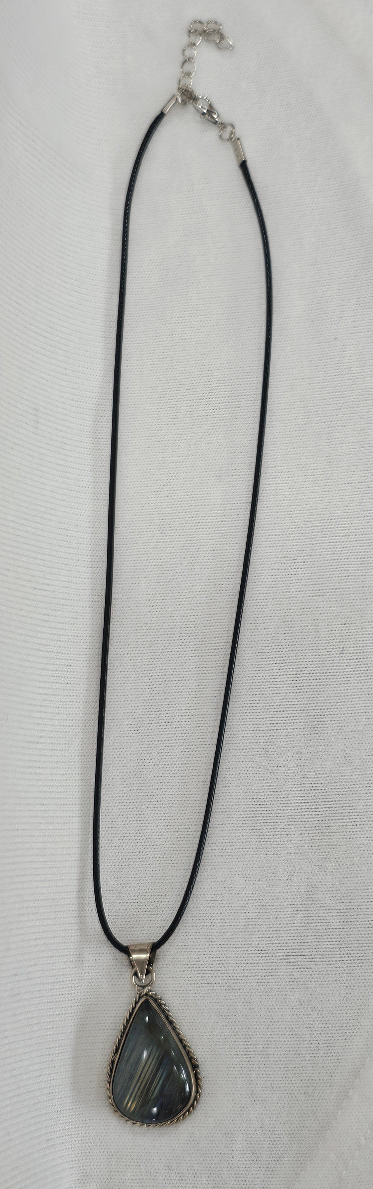 Labradorite Necklace on Corded Rope Chain