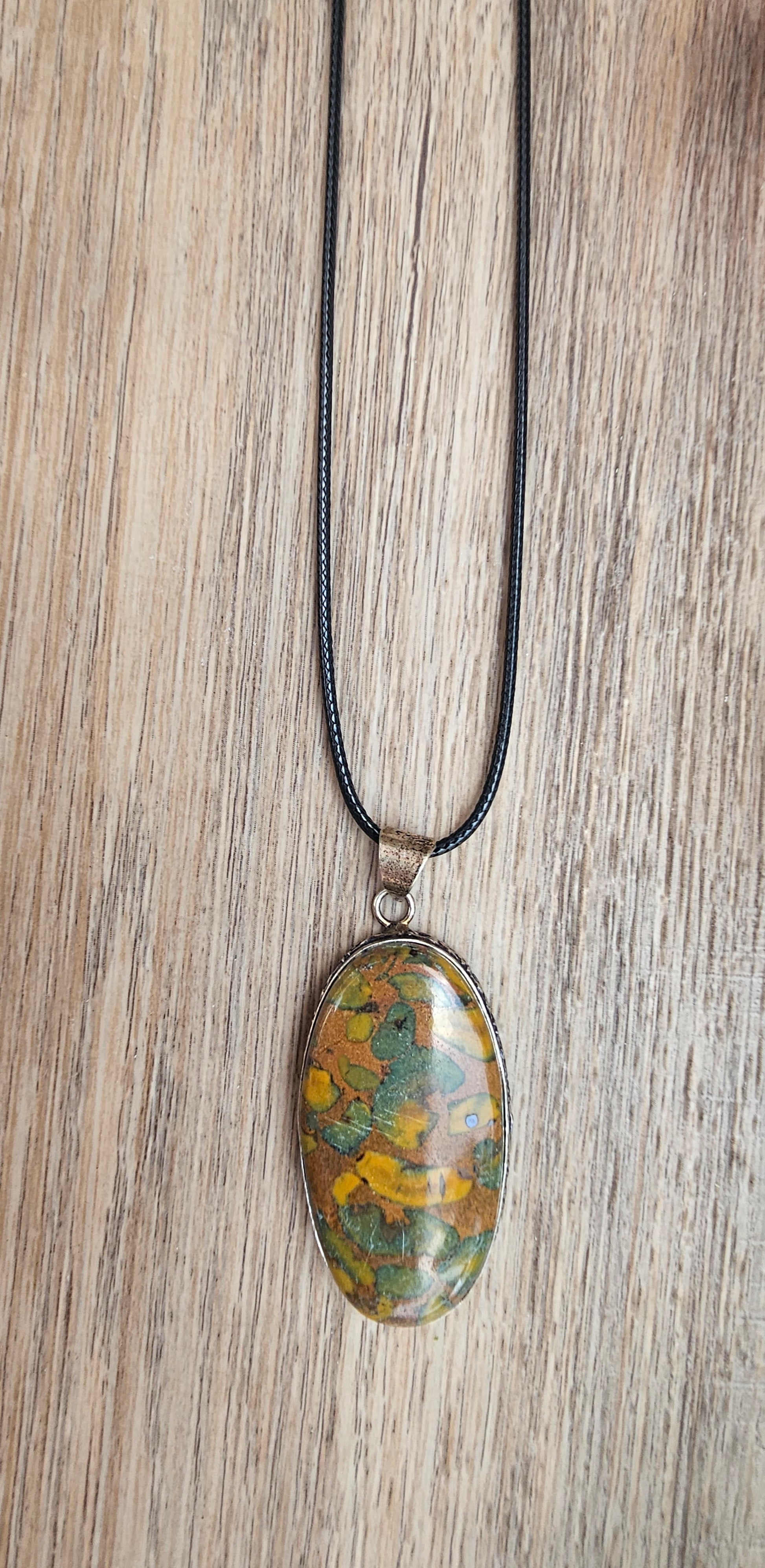 Fruit Jasper Crystal Necklace on Corded Chain 20"