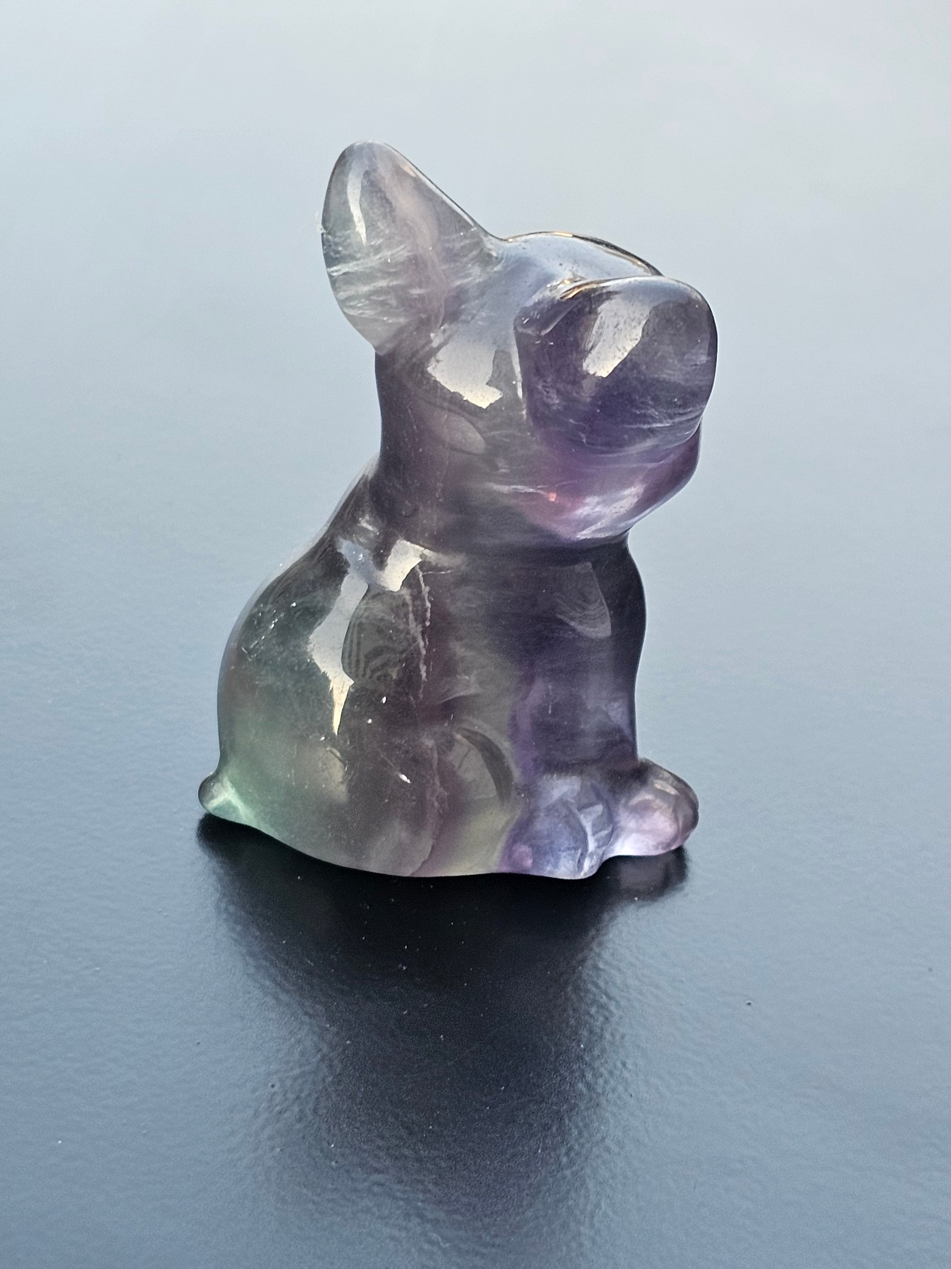 Rainbow Fluorite Crystal French Bulldog